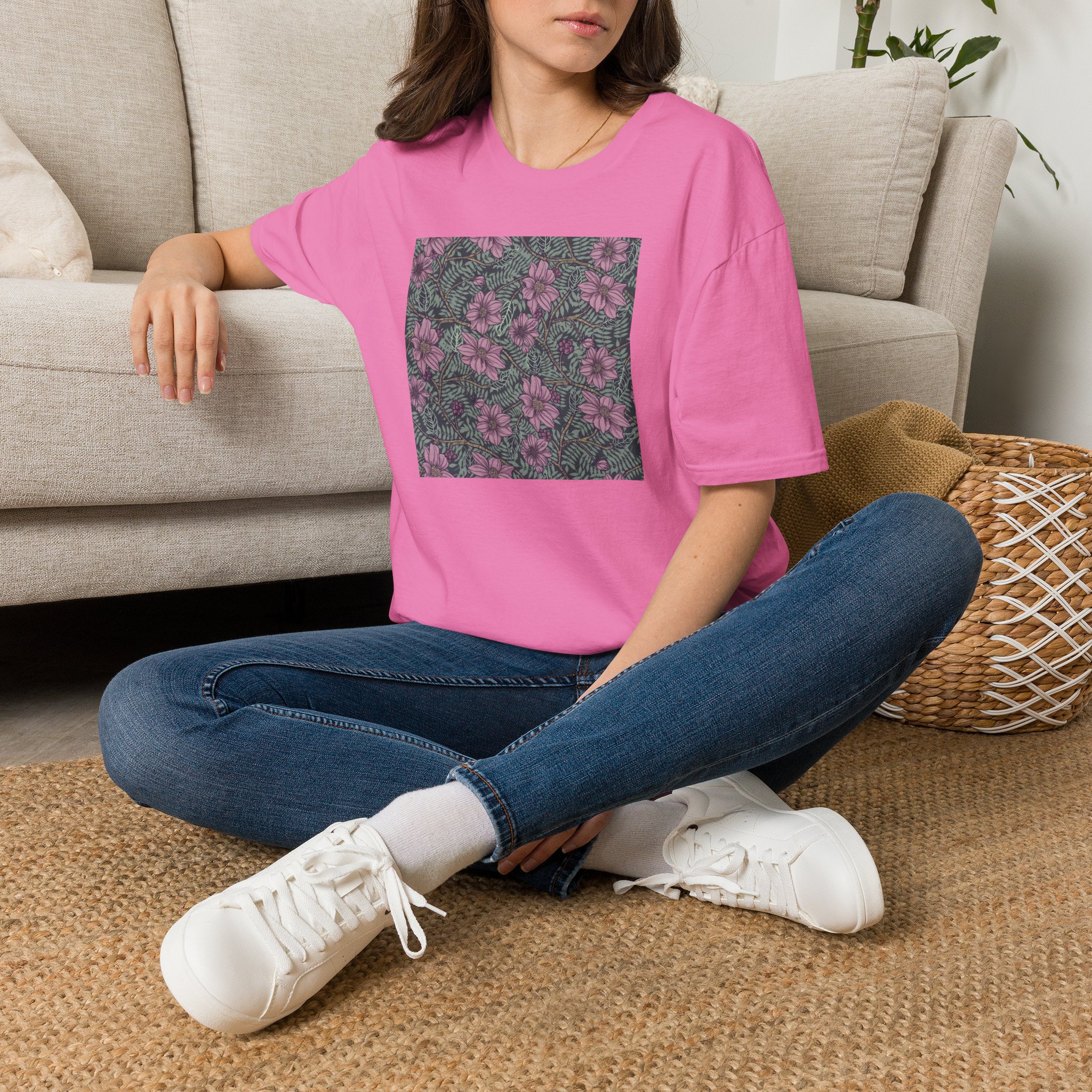 Floral Hibiscus Pattern T-Shirt — Vintage Tropical Flower Tee - Image 26