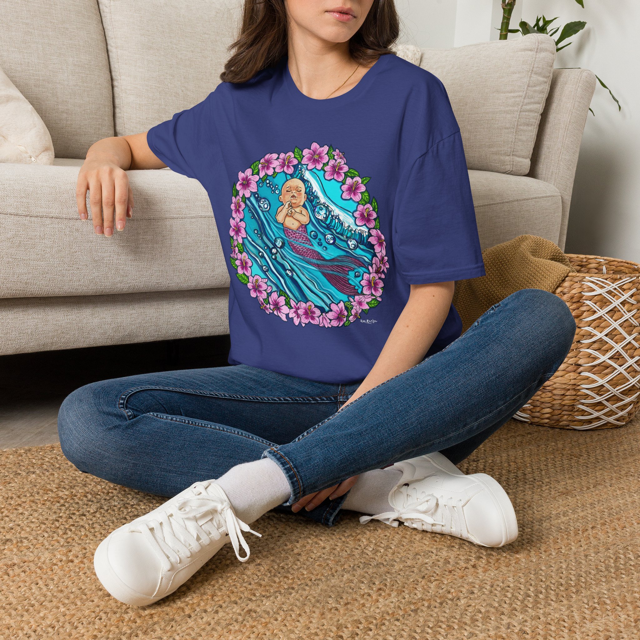 Waves Baby Mermaid Beach Vibes T-Shirt — Tropical Floral Ocean Graphic - Image 5