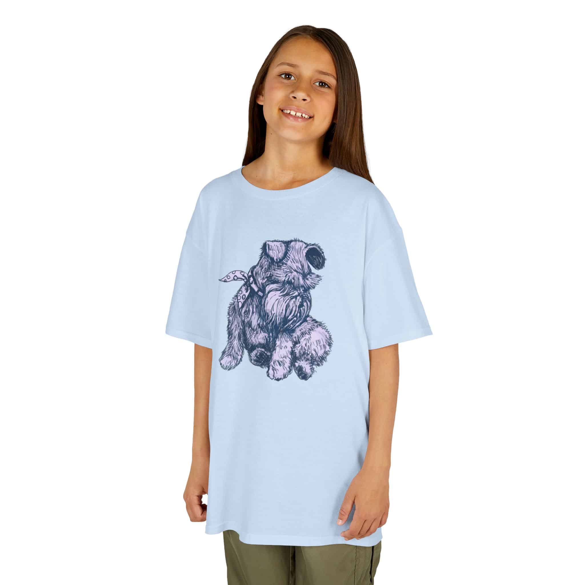 Kids T‑Shirt — Schnauzer Dog Sketch Tee - Image 25