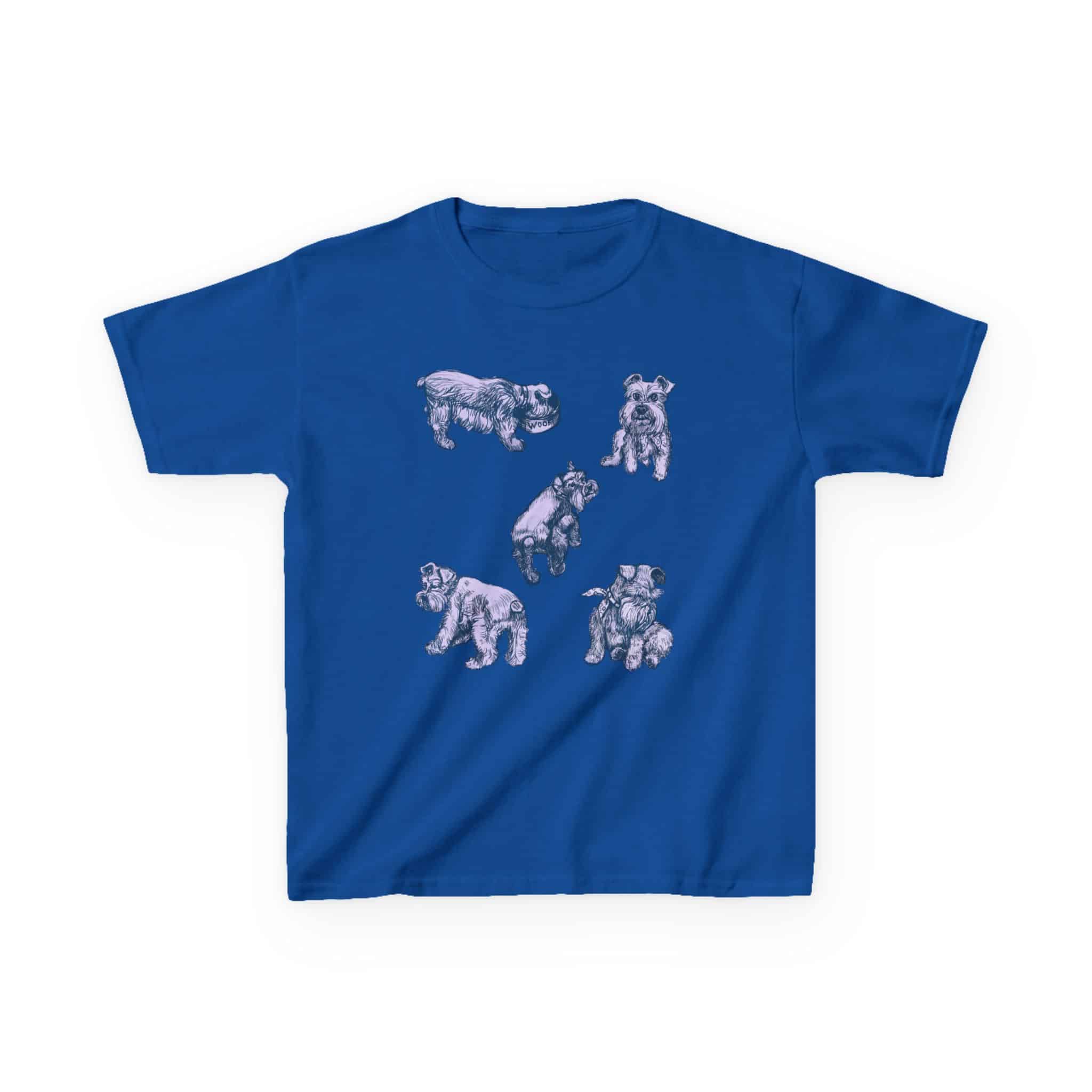 Kids Tee — Cute Schnauzer Puppy Sketches Cotton T‑Shirt - Image 24