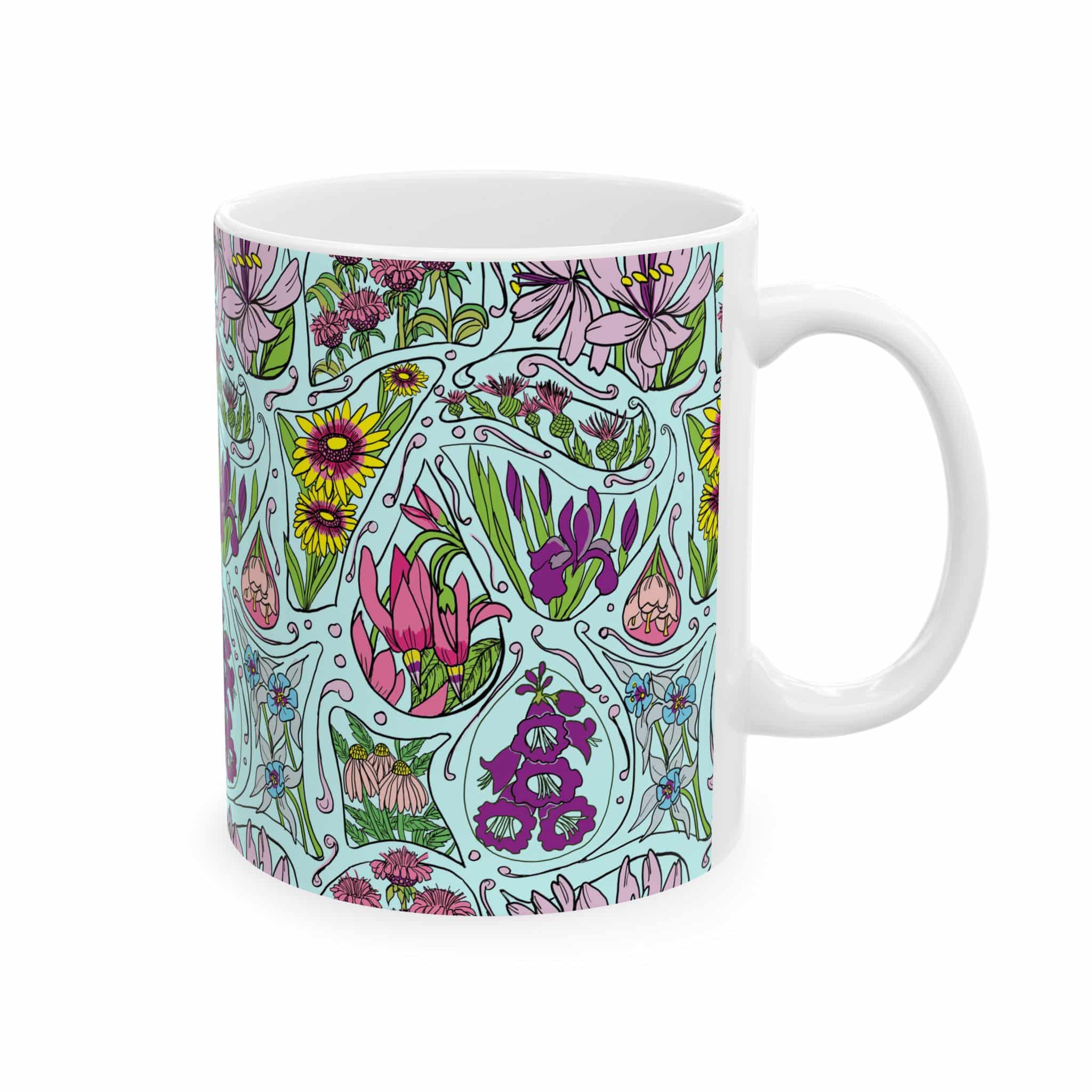 Floral Botanical Pattern Ceramic Mug (11oz, 15oz) - Image 2