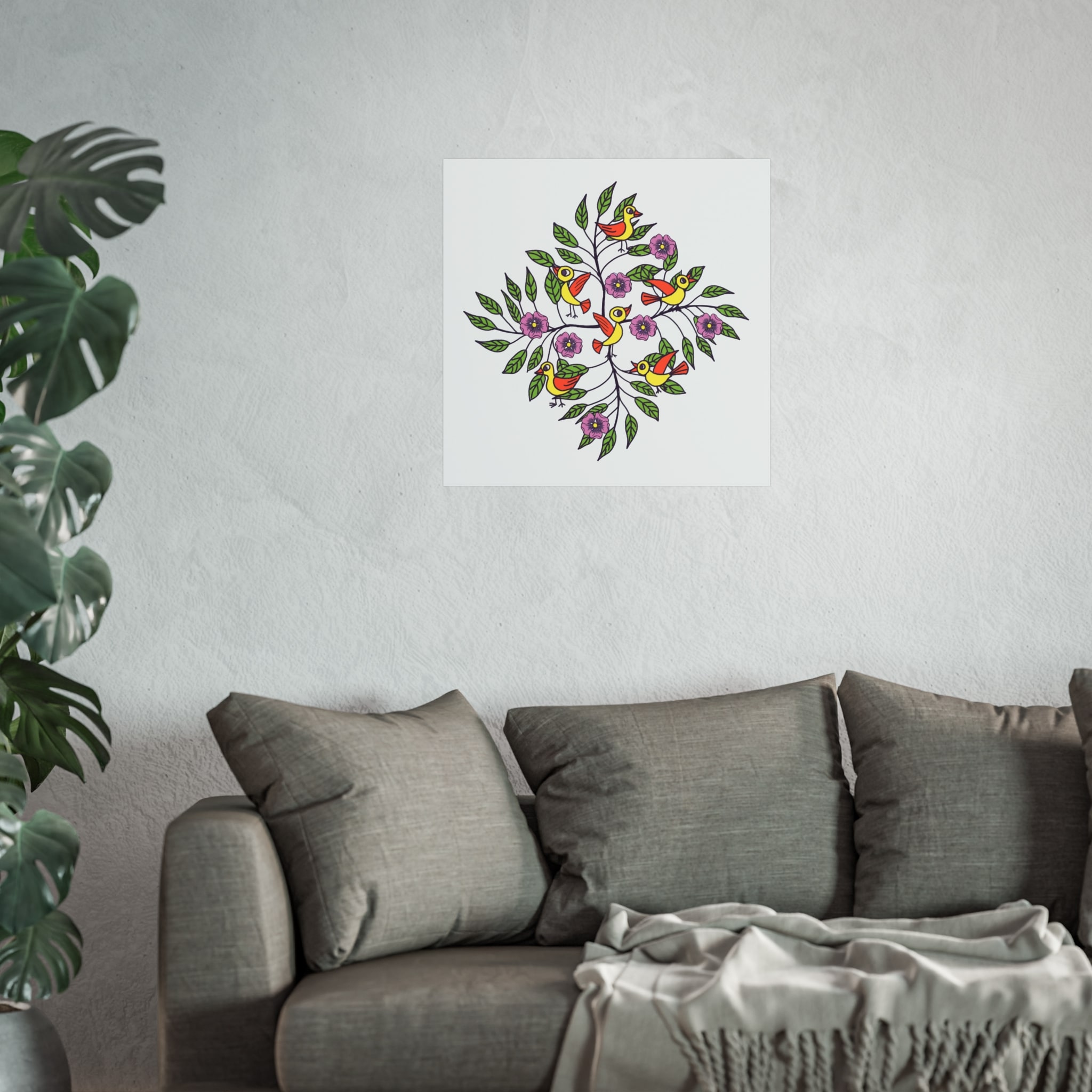 Fine Art Poster — Colorful Folk Birds & Floral Print (Botanical Wall Art) - Image 5