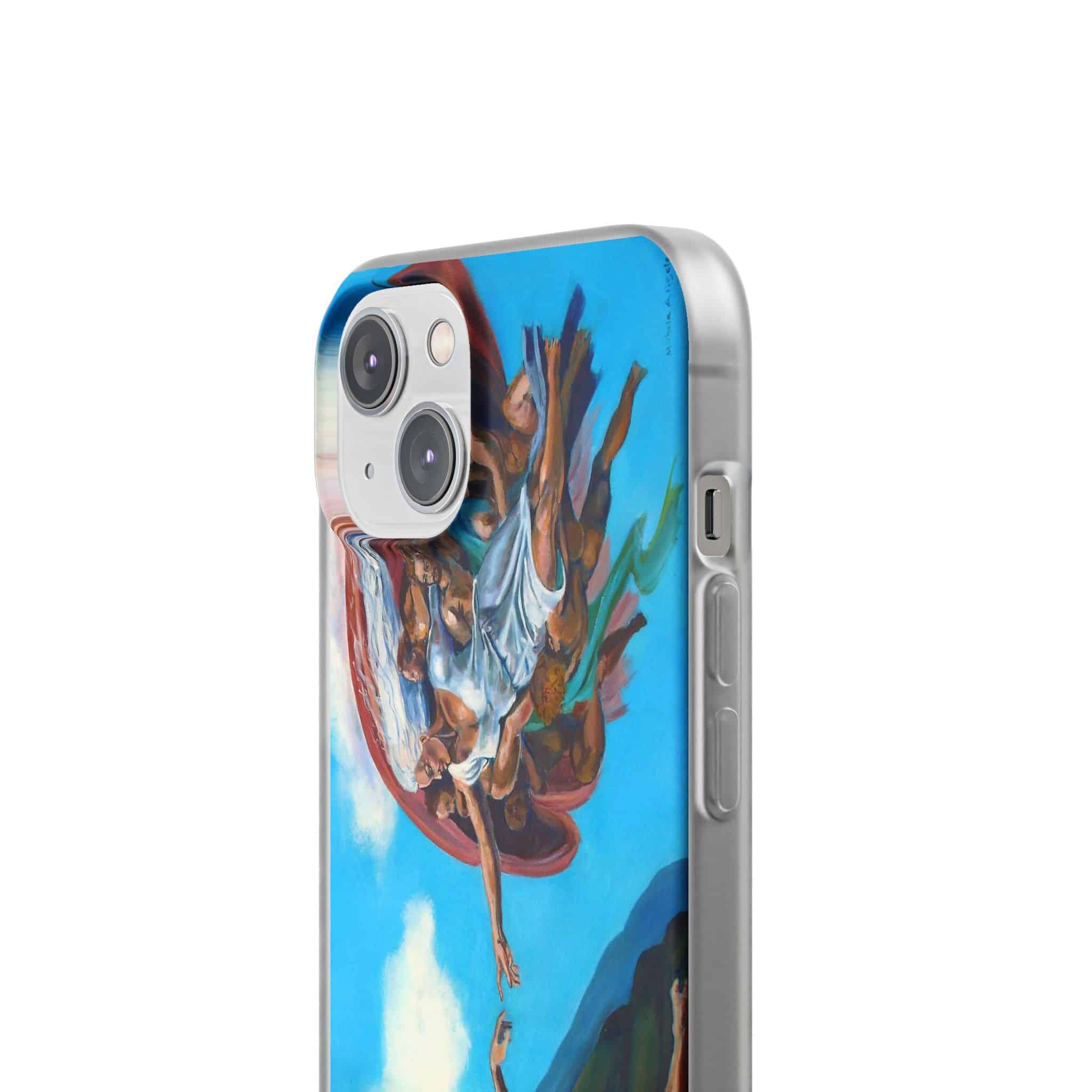 Sistine Ceiling Artistic iPhone Flexi Case, Unique Phone Case, Vibrant Design, Creative Gift, Michelangelo Inspired Artwork - Image 2