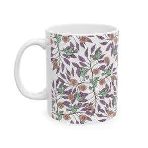 Floral Bird Pattern Ceramic Mug (11oz/15oz)