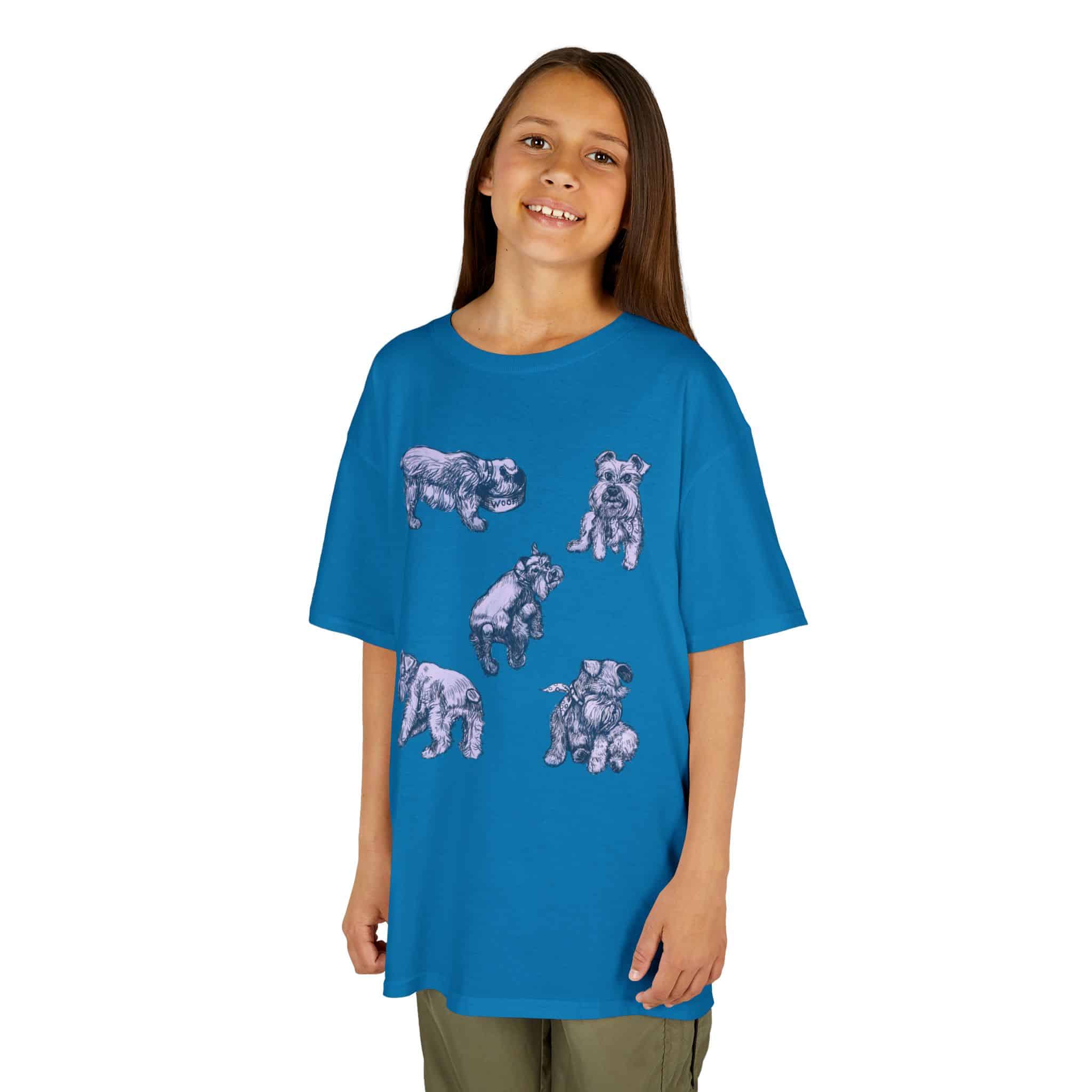 Kids Tee — Cute Schnauzer Puppy Sketches Cotton T‑Shirt - Image 10