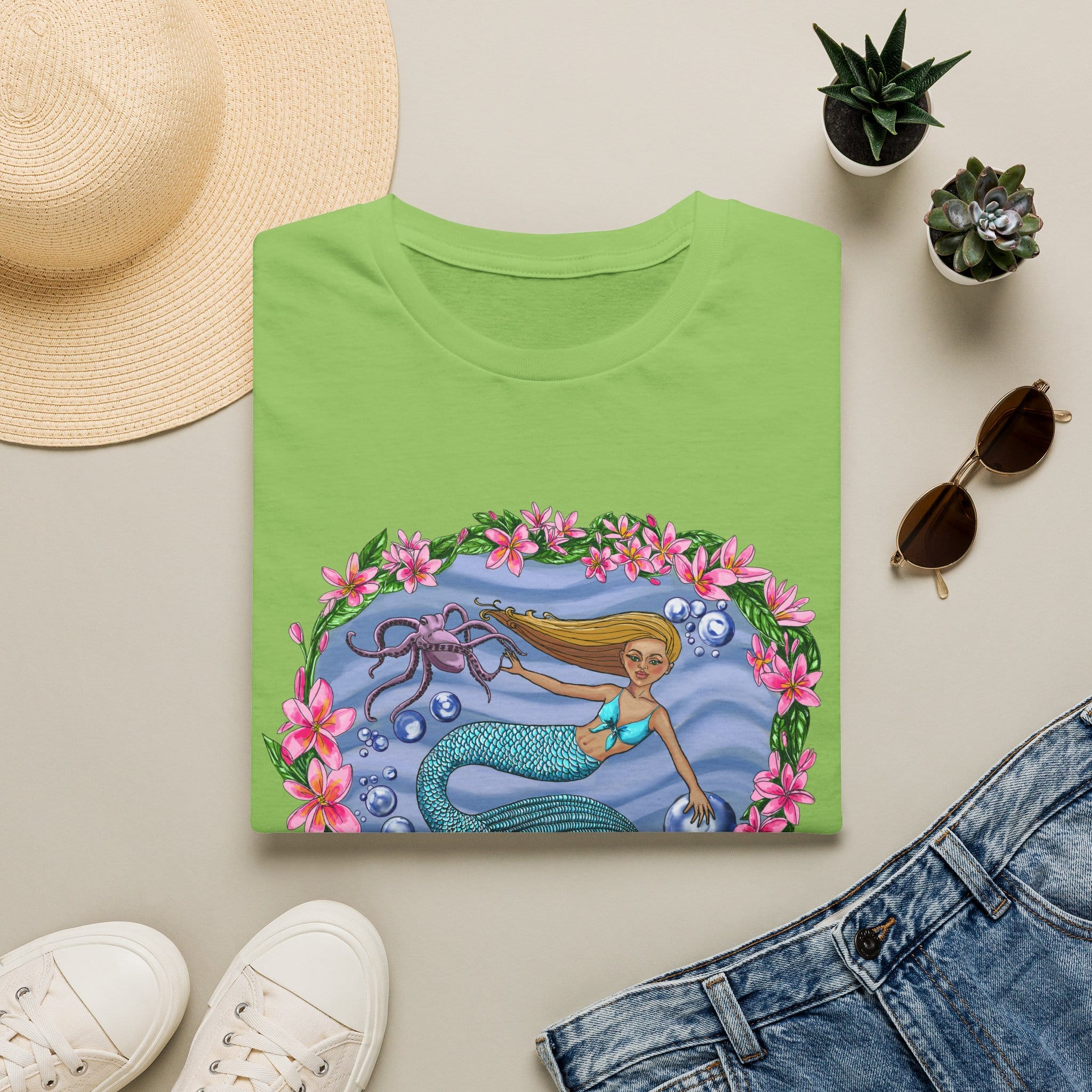 Mermaid With Octopus Beach Vibes T-Shirt — Tropical Floral Ocean Graphic - Image 13