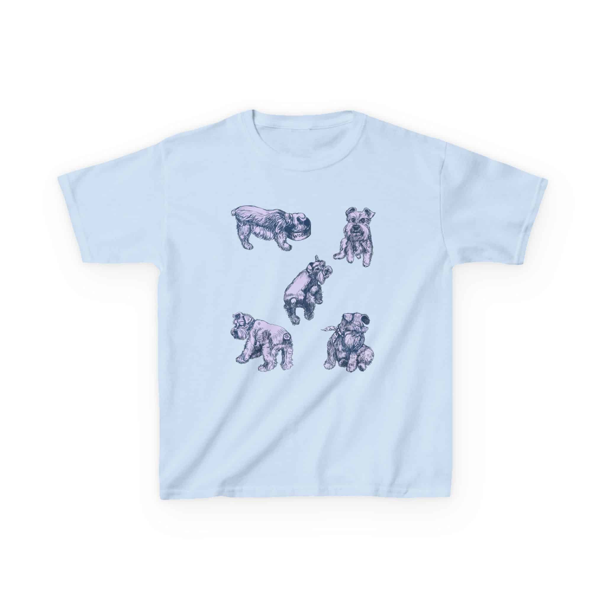 Kids Tee — Cute Schnauzer Puppy Sketches Cotton T‑Shirt - Image 5