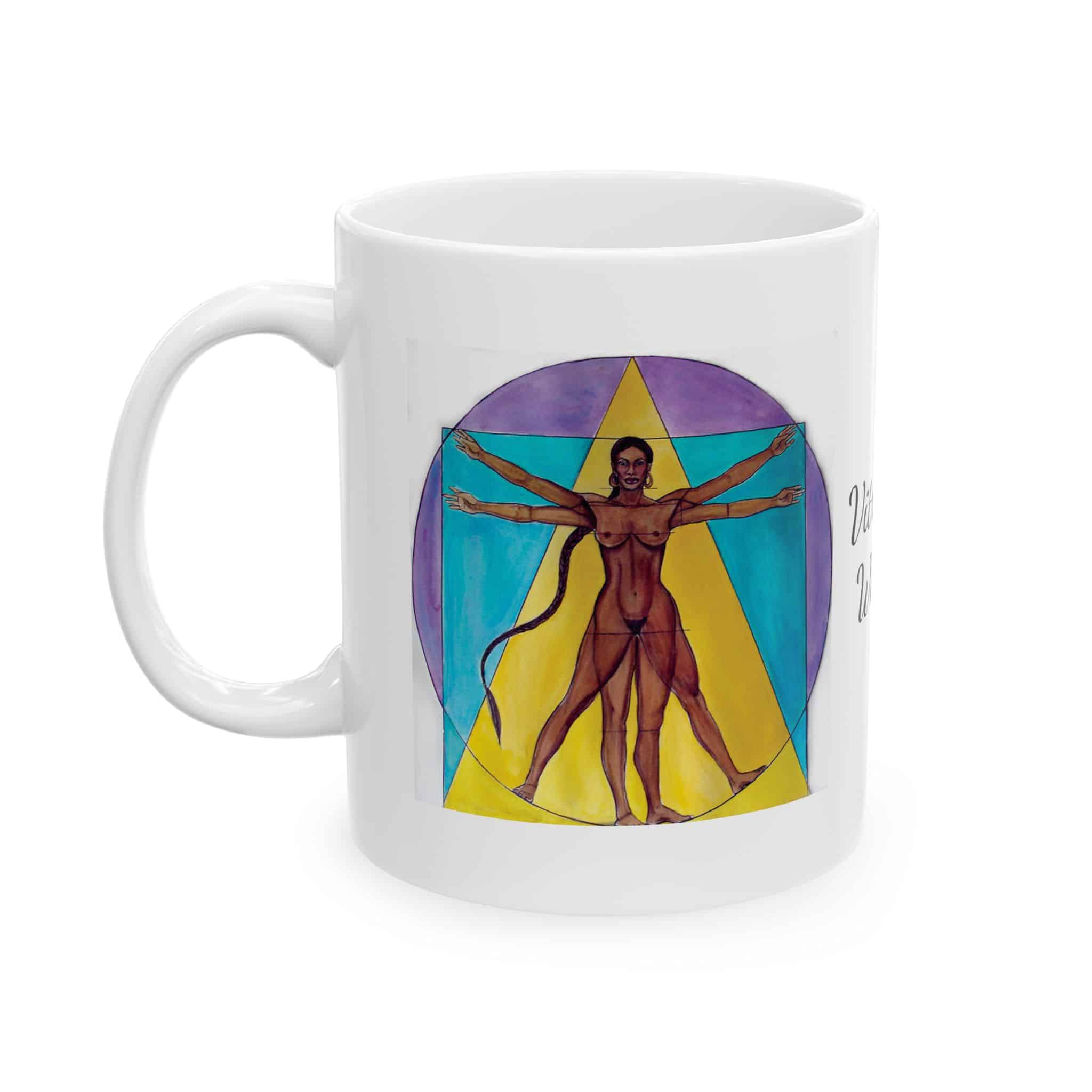 Vitruvian Woman Ceramic Mug — Artistic Feminine Geometry Coffee Cup (11oz, 15oz) - Image 2