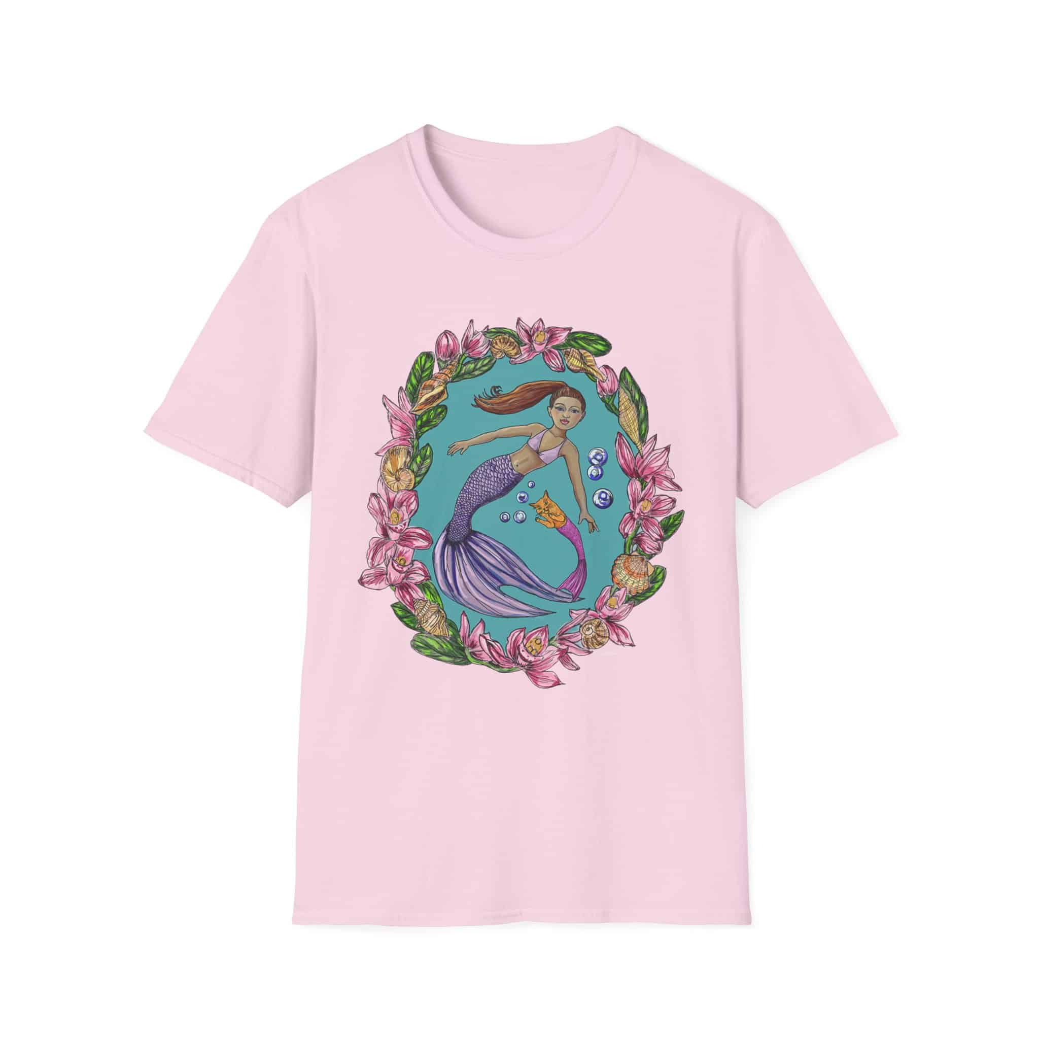 Mercat with Mermaid Beach Vibes T-Shirt — Tropical Floral Ocean Graphic - Image 3