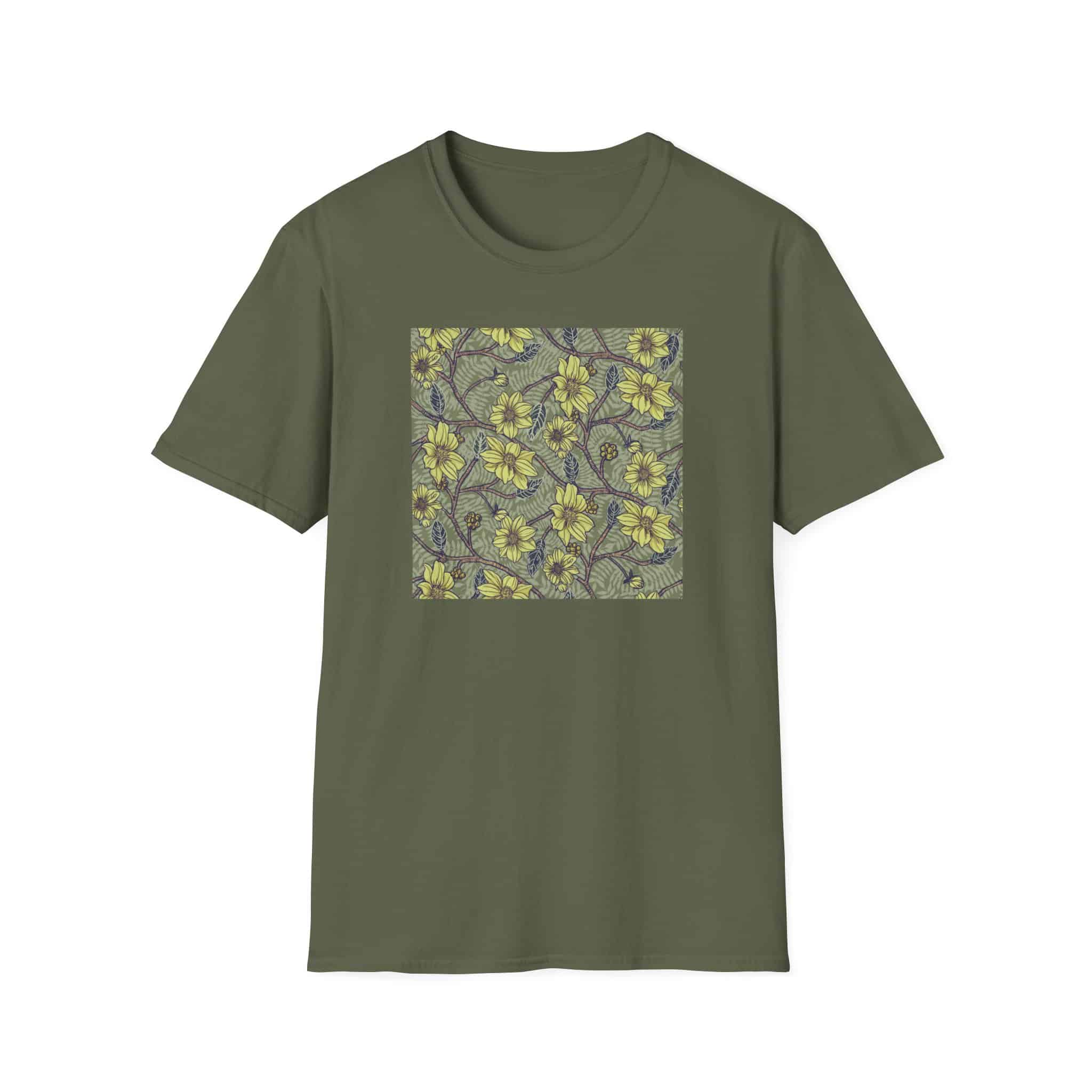 Floral Hibiscus Pattern T-Shirt — Vintage Tropical Flower Tee - Image 3