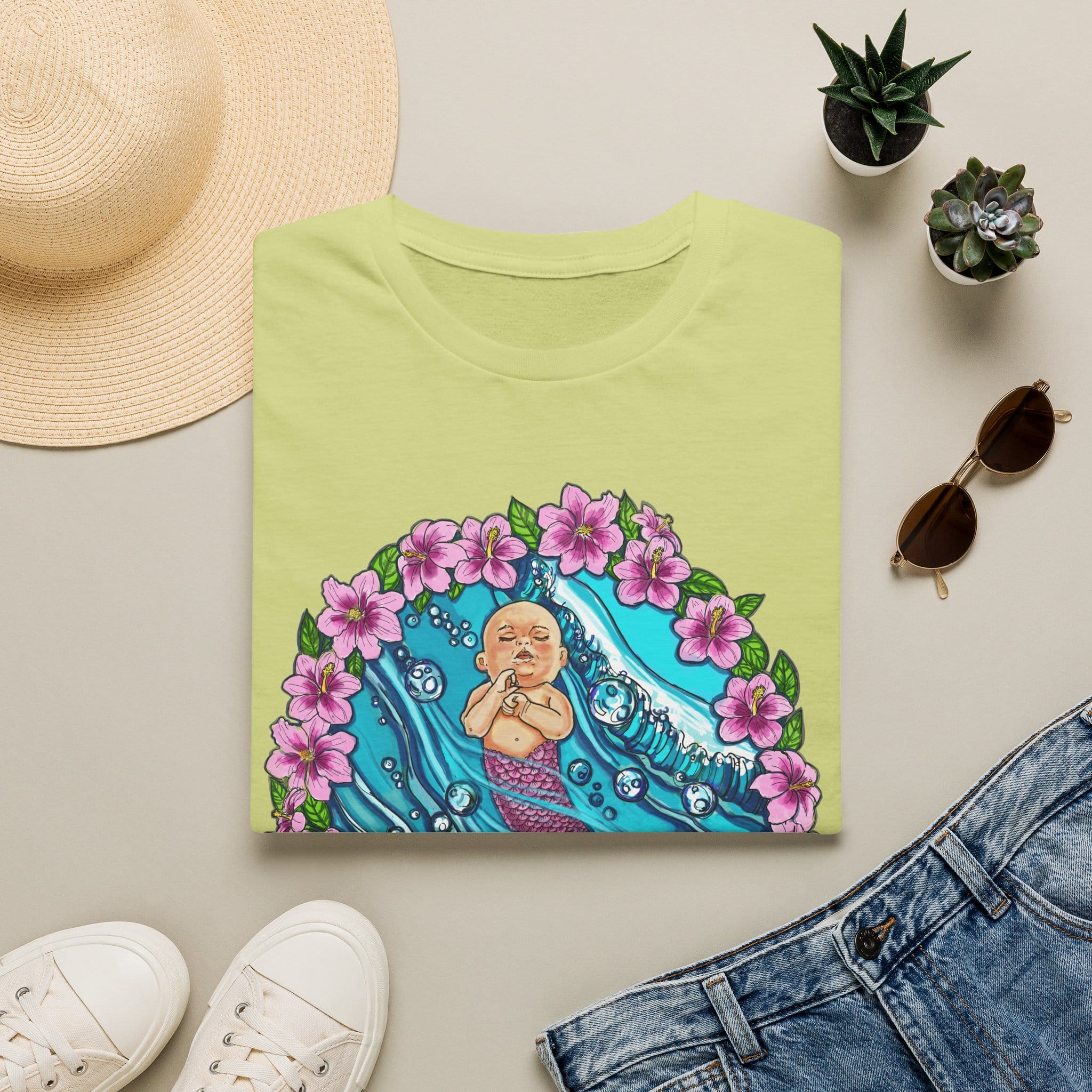 Waves Baby Mermaid Beach Vibes T-Shirt — Tropical Floral Ocean Graphic - Image 10