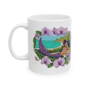 Mermaid Beach Floral Ceramic Mug —hand Illustrated 11oz/15oz Coffee Cup