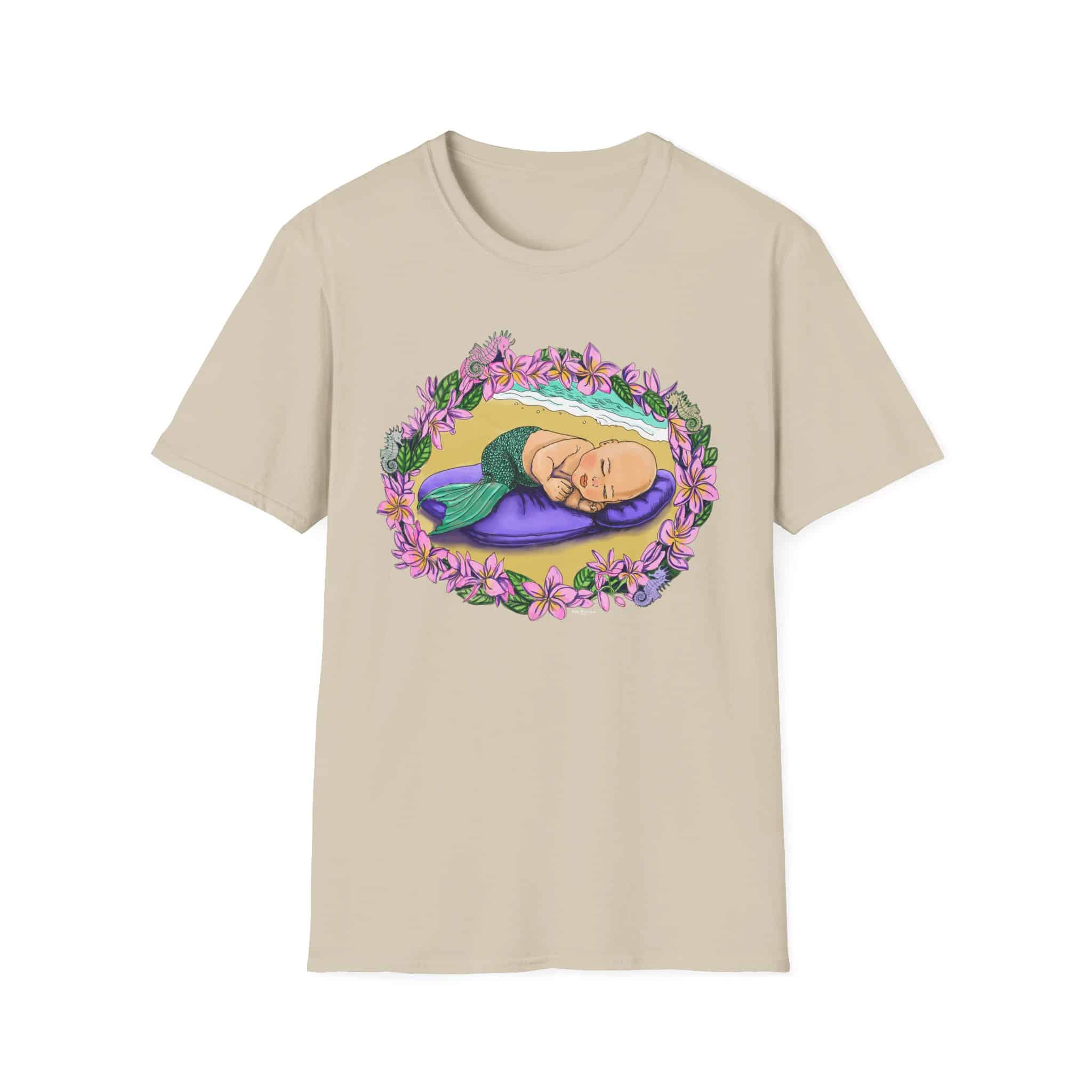 Mer-Toddler Napping on the Beach T-Shirt — Tropical Floral Ocean Graphic - Image 19