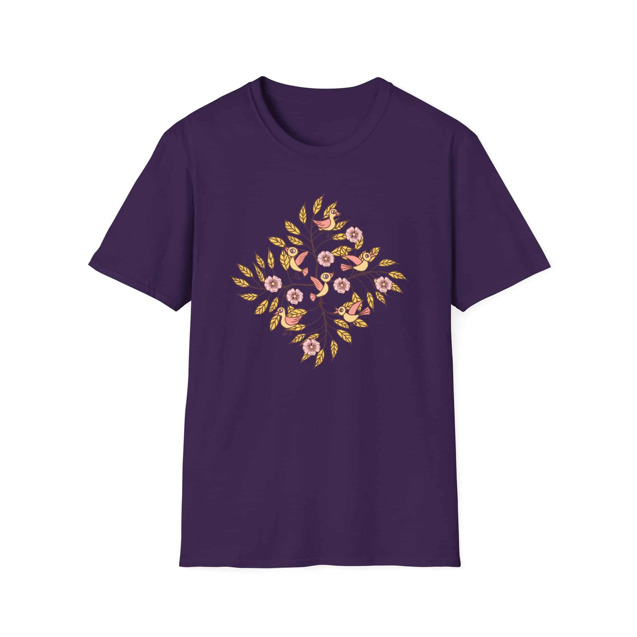Floral Bird Tree T-Shirt — Boho Botanical Tee with Pink Blossoms - Image 19