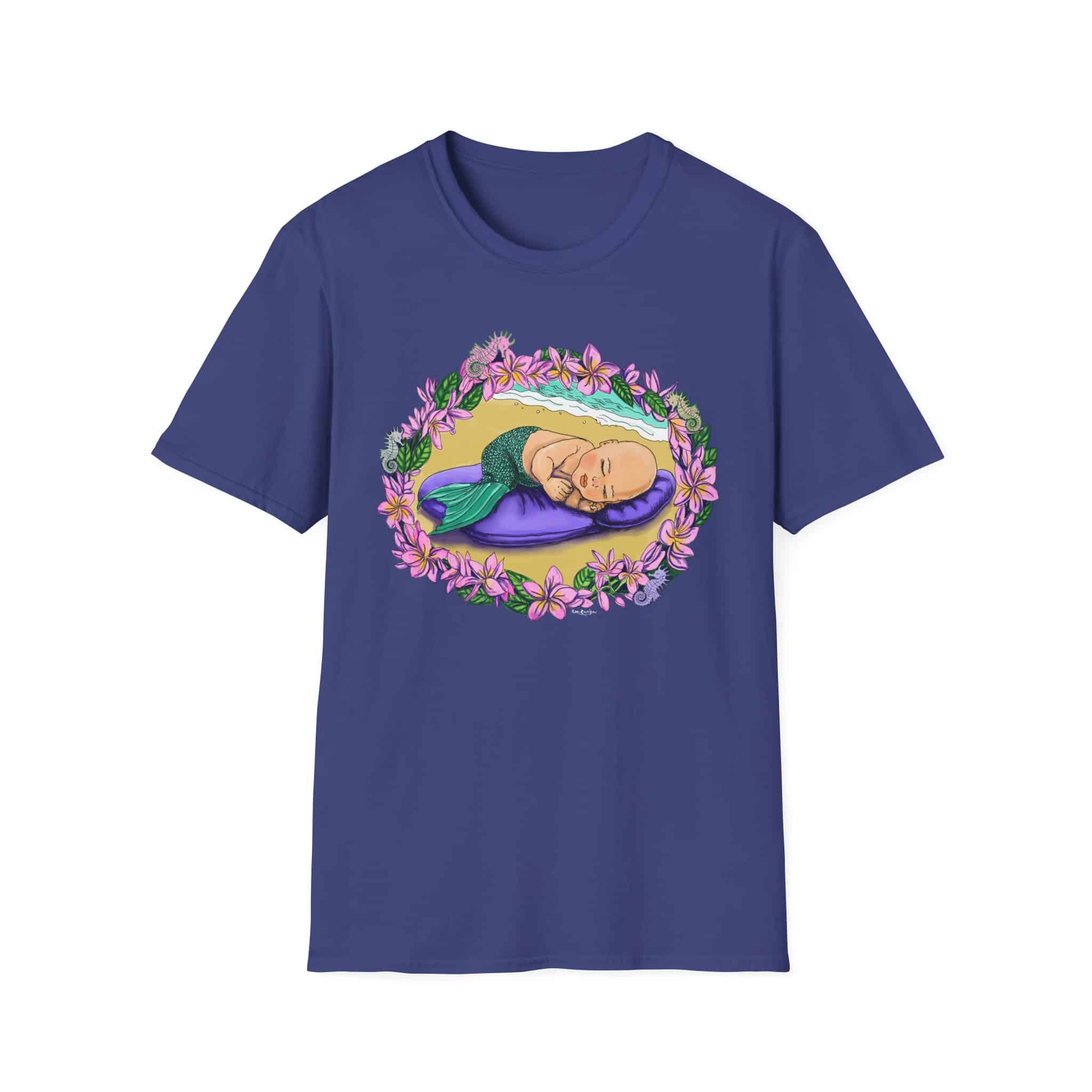 Mer-Toddler Napping on the Beach T-Shirt — Tropical Floral Ocean Graphic - Image 3