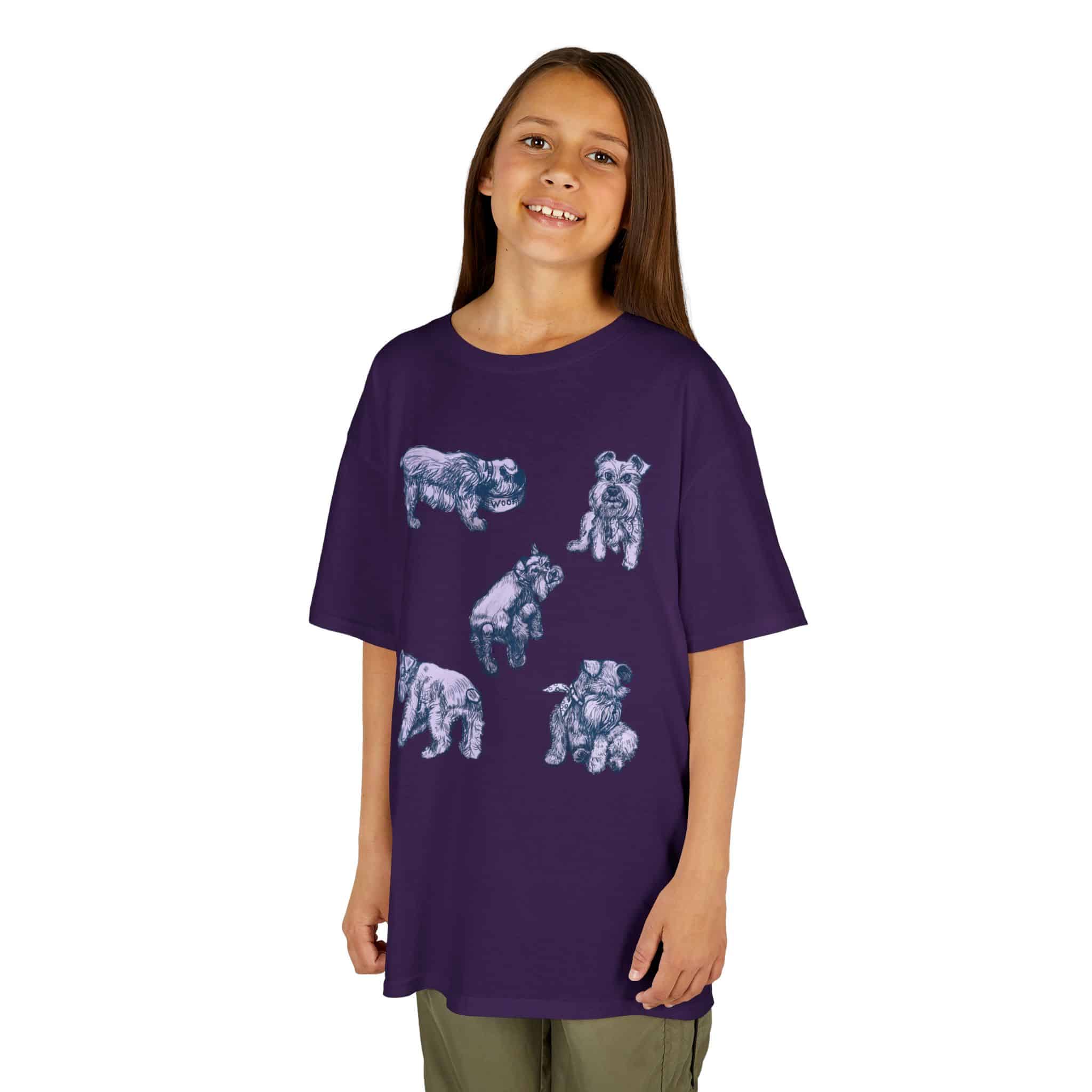 Kids Tee — Cute Schnauzer Puppy Sketches Cotton T‑Shirt - Image 31