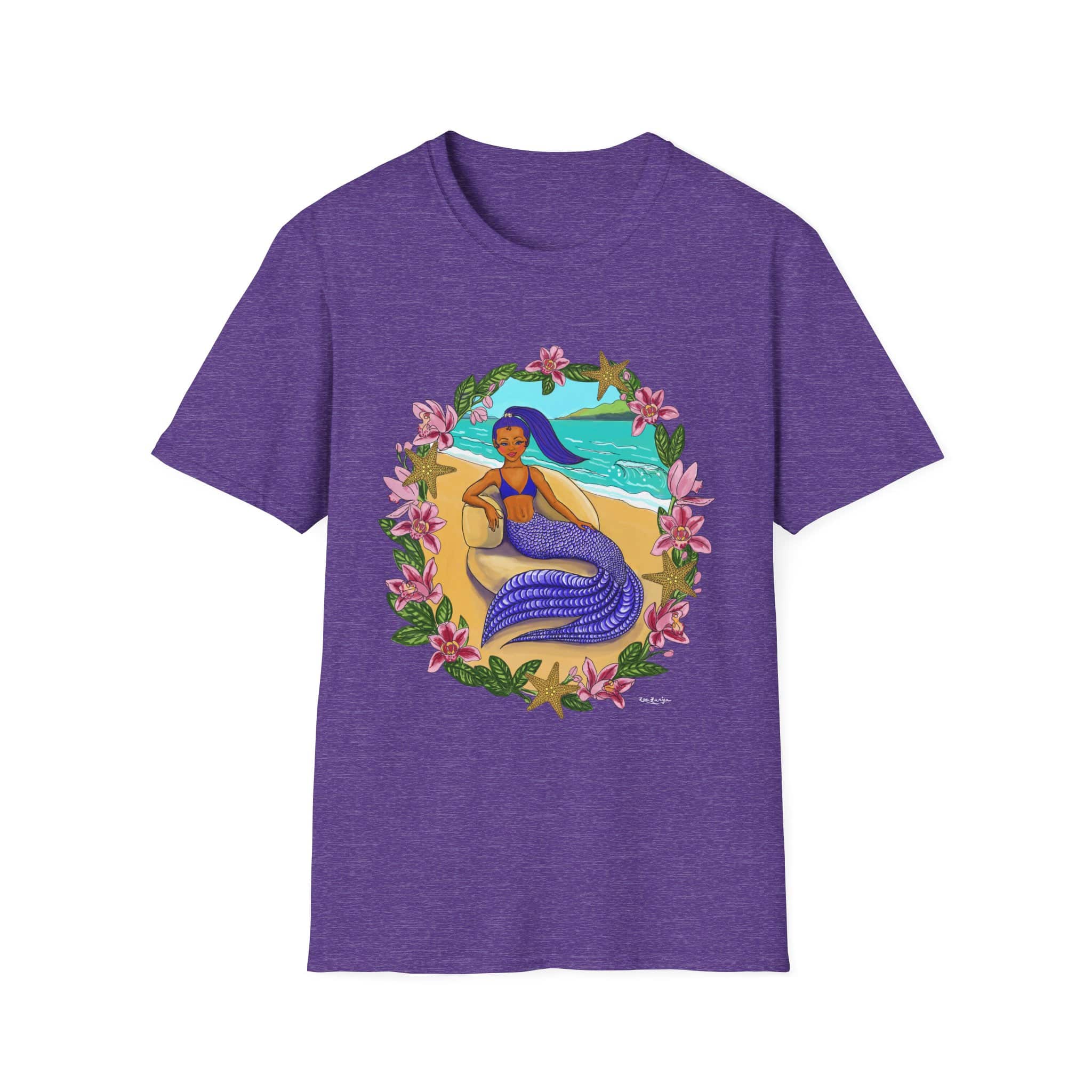 Blue-Haired Mermaid2 Beach Vibes T-Shirt — Tropical Floral Ocean Graphic - Image 27