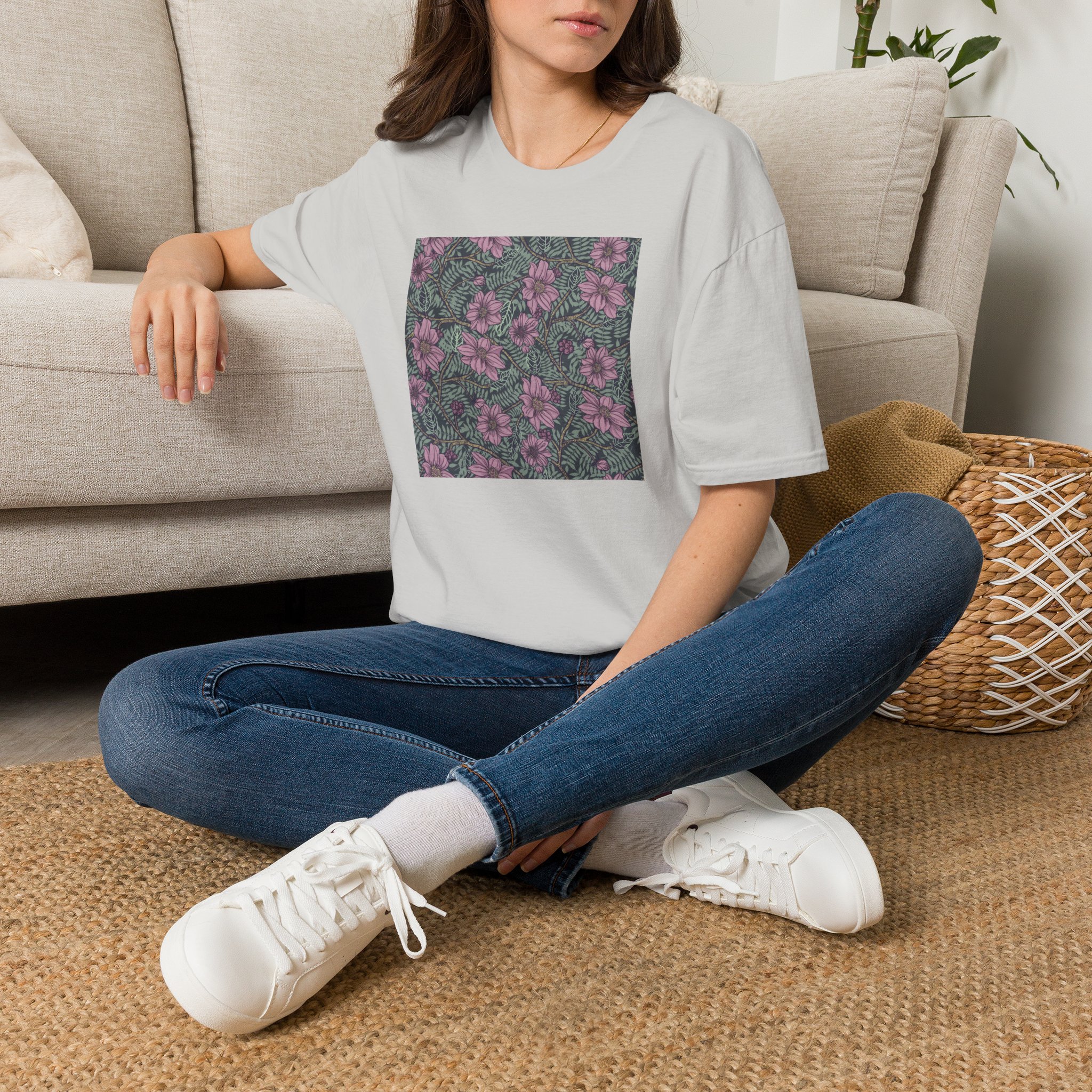 Floral Hibiscus Pattern T-Shirt — Vintage Tropical Flower Tee - Image 10