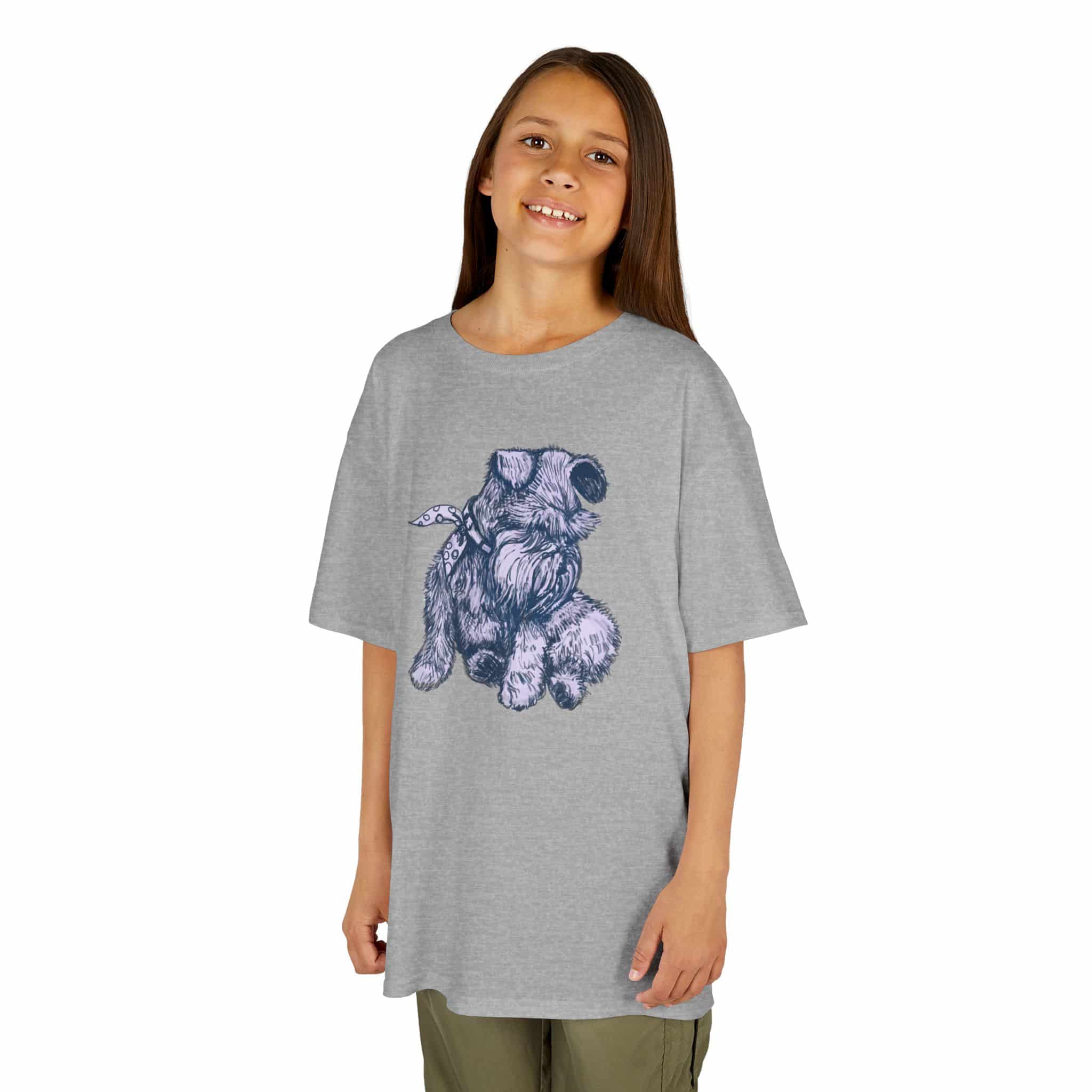 Kids T‑Shirt — Schnauzer Dog Sketch Tee - Image 14