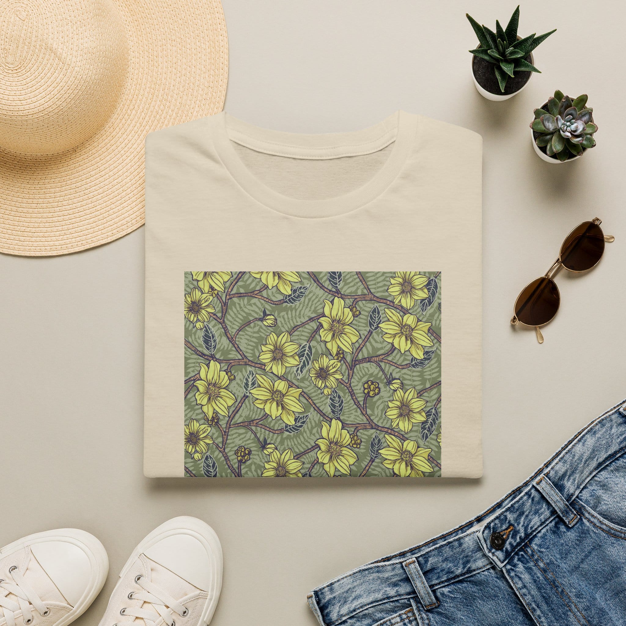 Floral Hibiscus Pattern T-Shirt — Vintage Tropical Flower Tee - Image 4