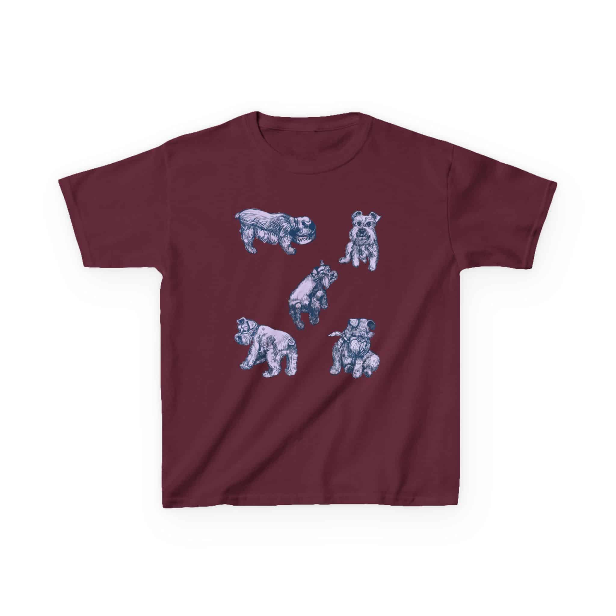 Kids Tee — Cute Schnauzer Puppy Sketches Cotton T‑Shirt - Image 17