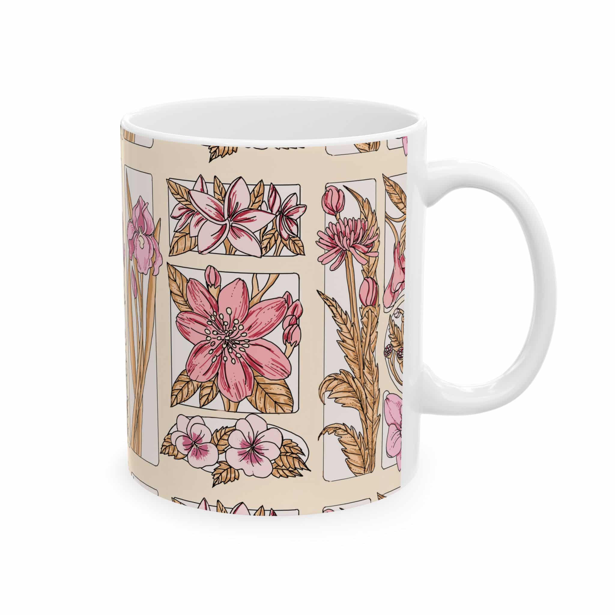 Floral Herbarium Ceramic Mug — Vintage Botanical 11oz/15oz - Image 2