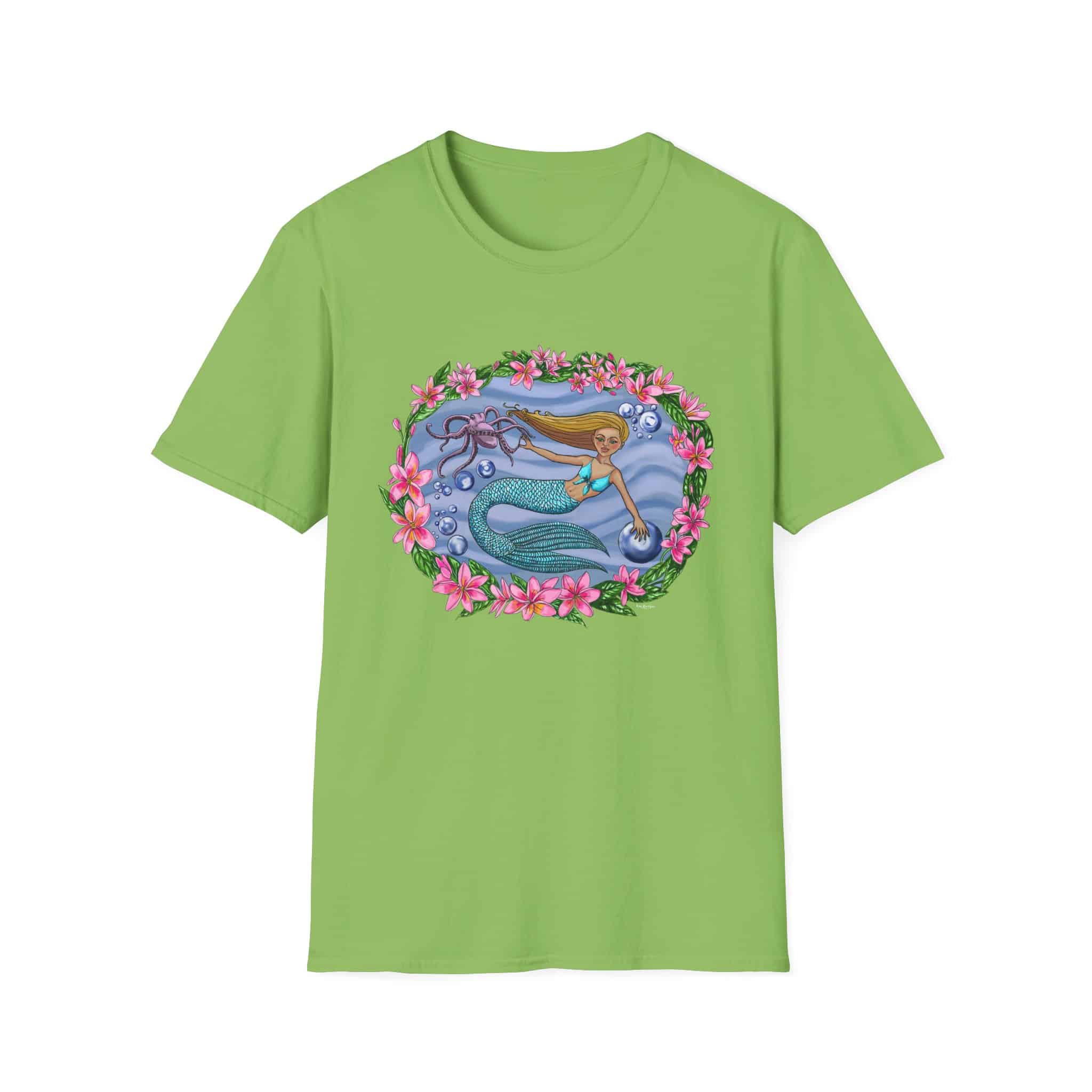 Mermaid With Octopus Beach Vibes T-Shirt — Tropical Floral Ocean Graphic - Image 15