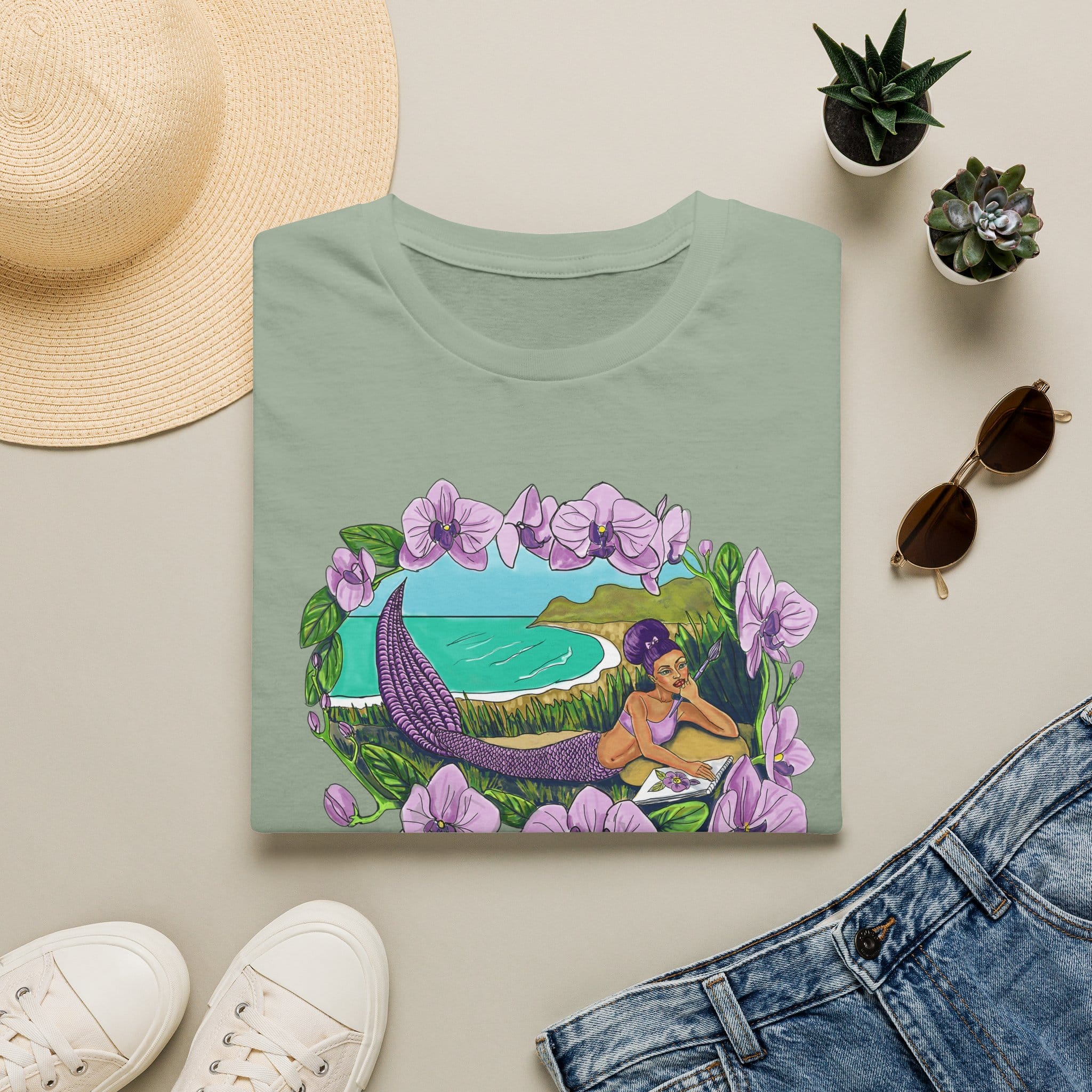 Mermaid Beach Vibes T-Shirt — Tropical Floral Ocean Graphic - Image 16