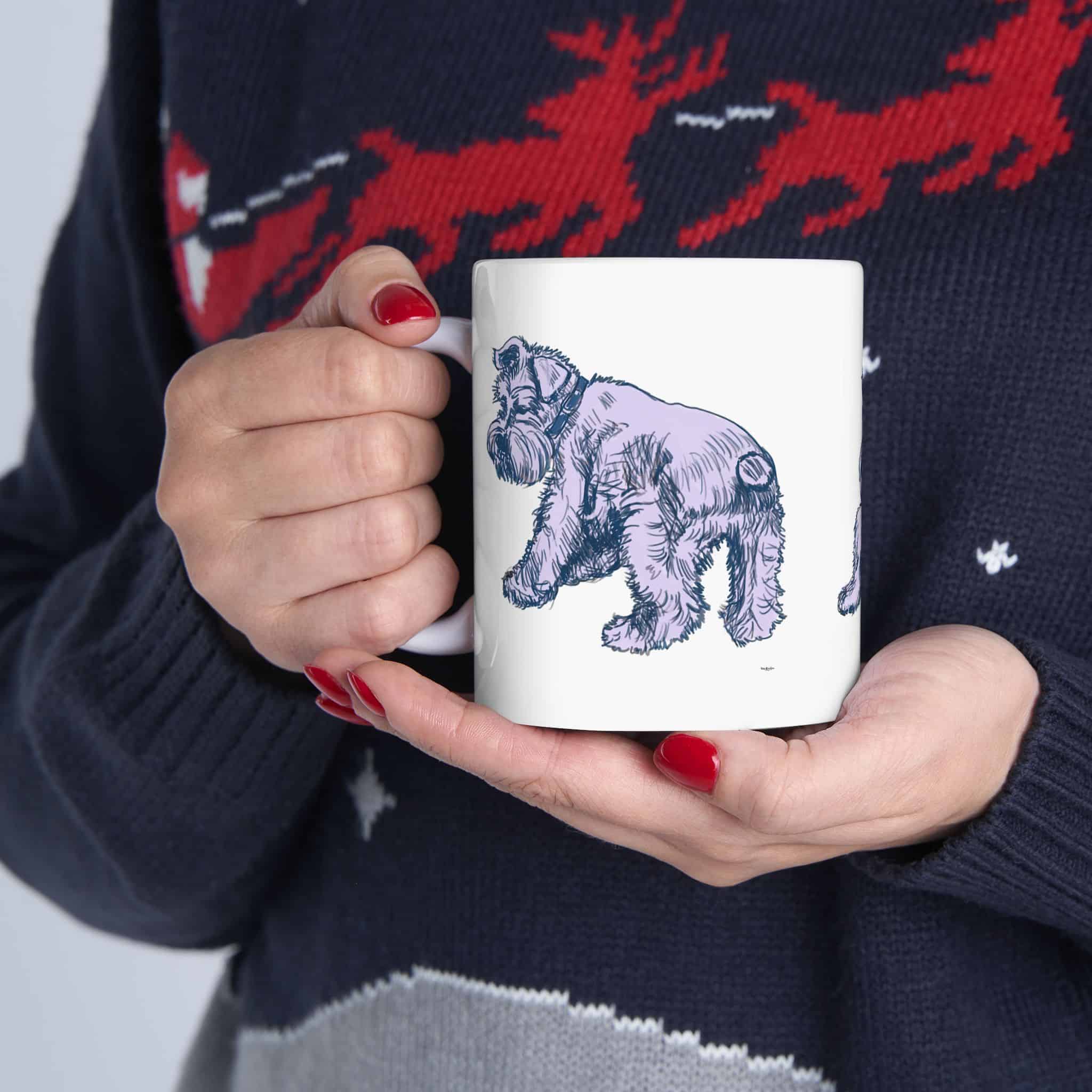 Schnauzer Sketch Ceramic Mug — Illustrated Dog Lover Coffee Cup (11oz, 15oz) - Image 4