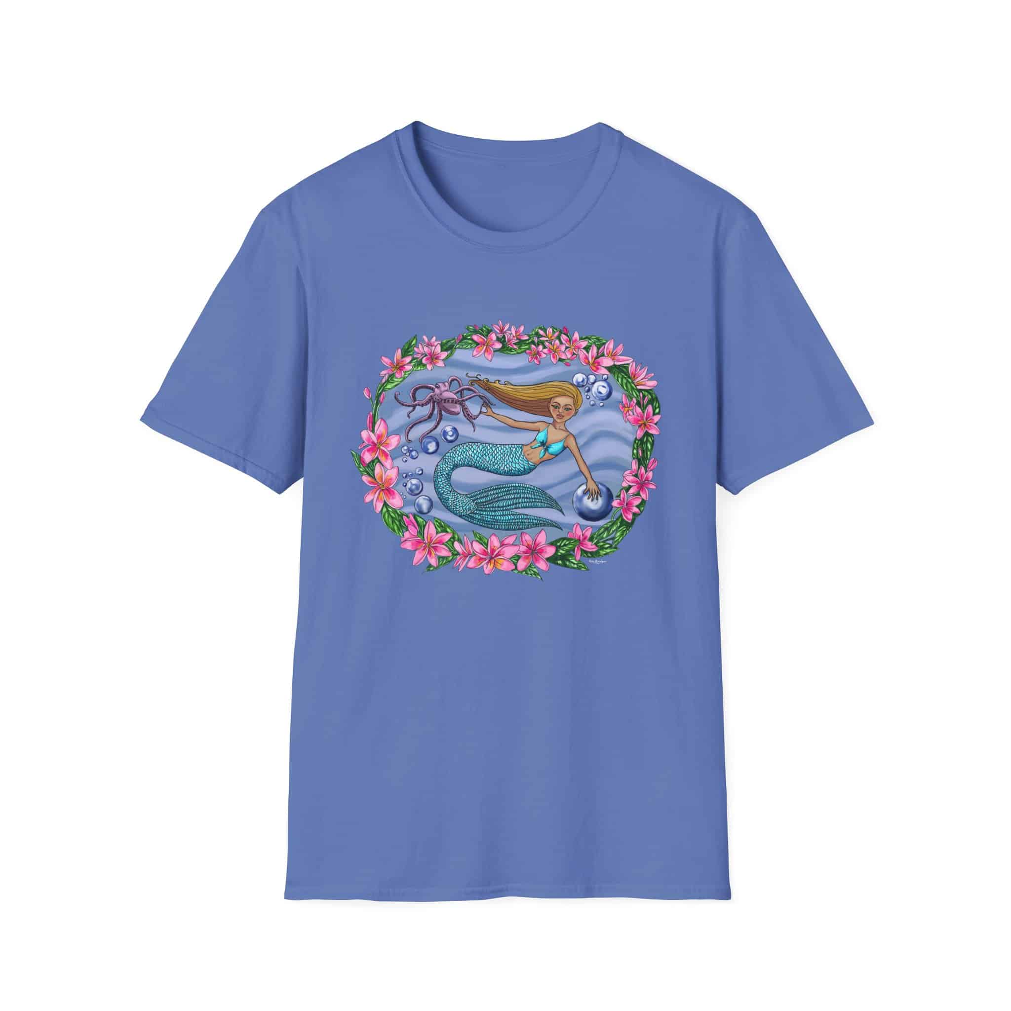 Mermaid With Octopus Beach Vibes T-Shirt — Tropical Floral Ocean Graphic - Image 24