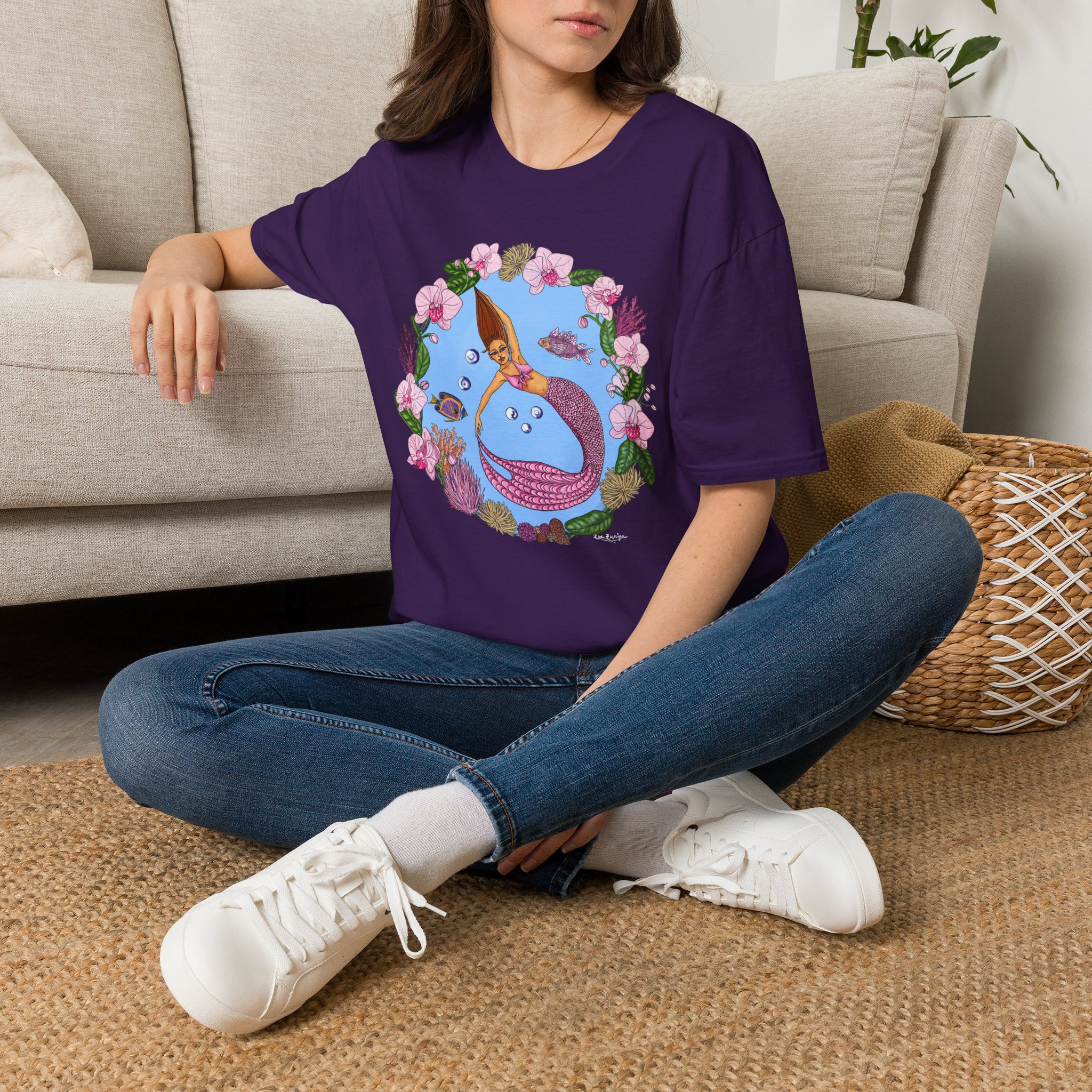 Mermaid Beach Vibes T-Shirt — Tropical Floral Ocean Graphic - Image 6