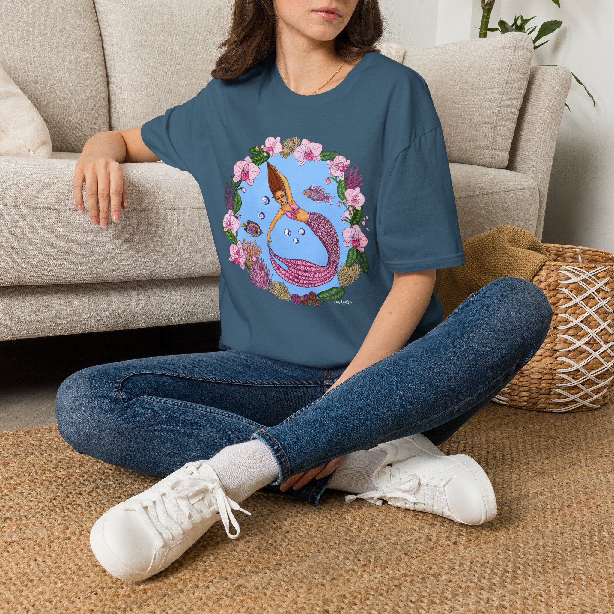 Mermaid Beach Vibes T-Shirt — Tropical Floral Ocean Graphic - Image 34