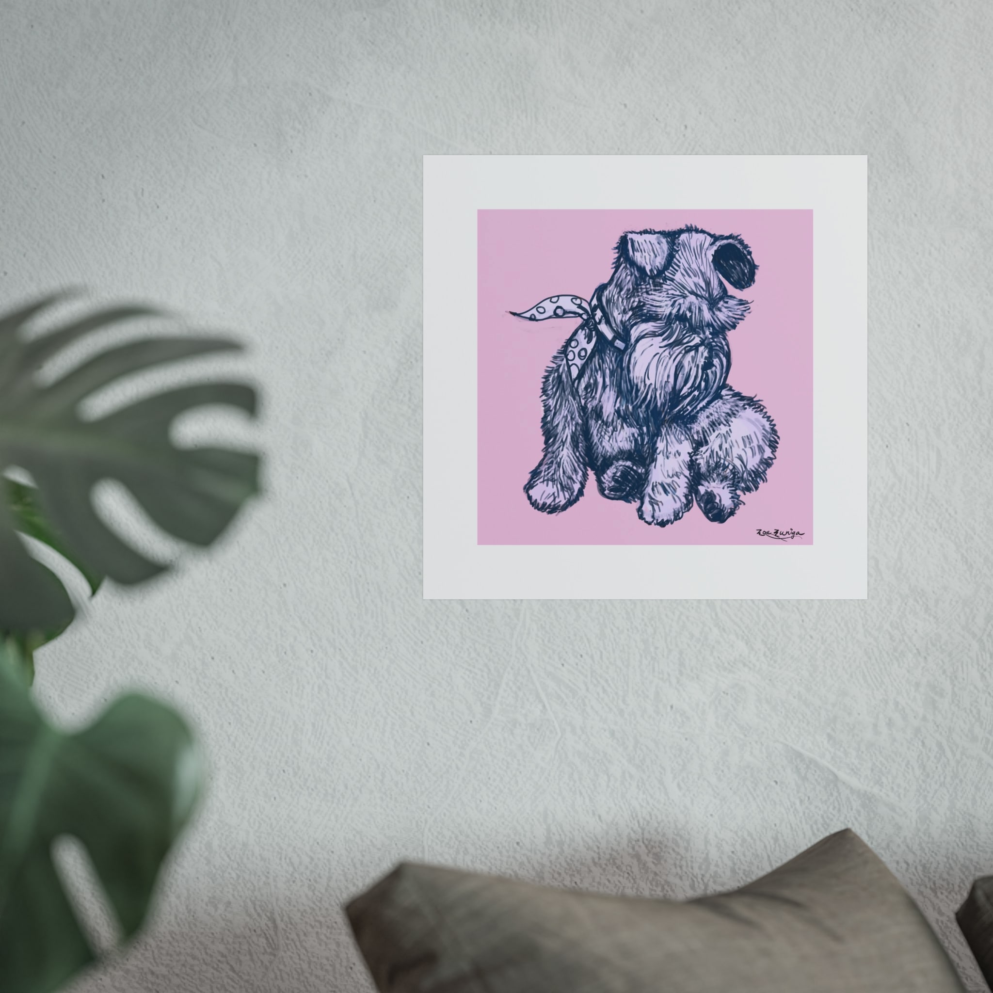 Schnauzer Puppy Fine Art Poster — Hand-Drawn Dog Portrait on Pink - Image 2