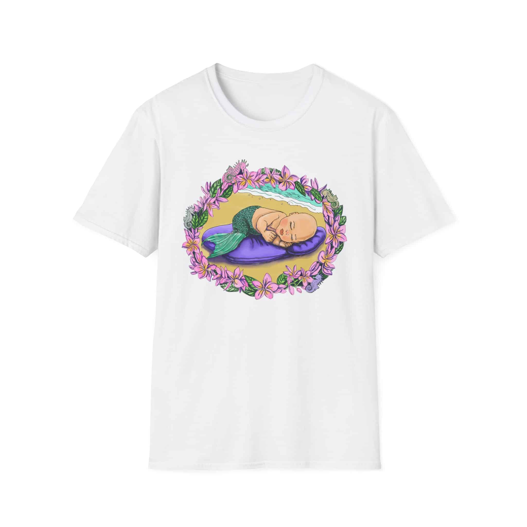 Mer-Toddler Napping on the Beach T-Shirt — Tropical Floral Ocean Graphic - Image 12