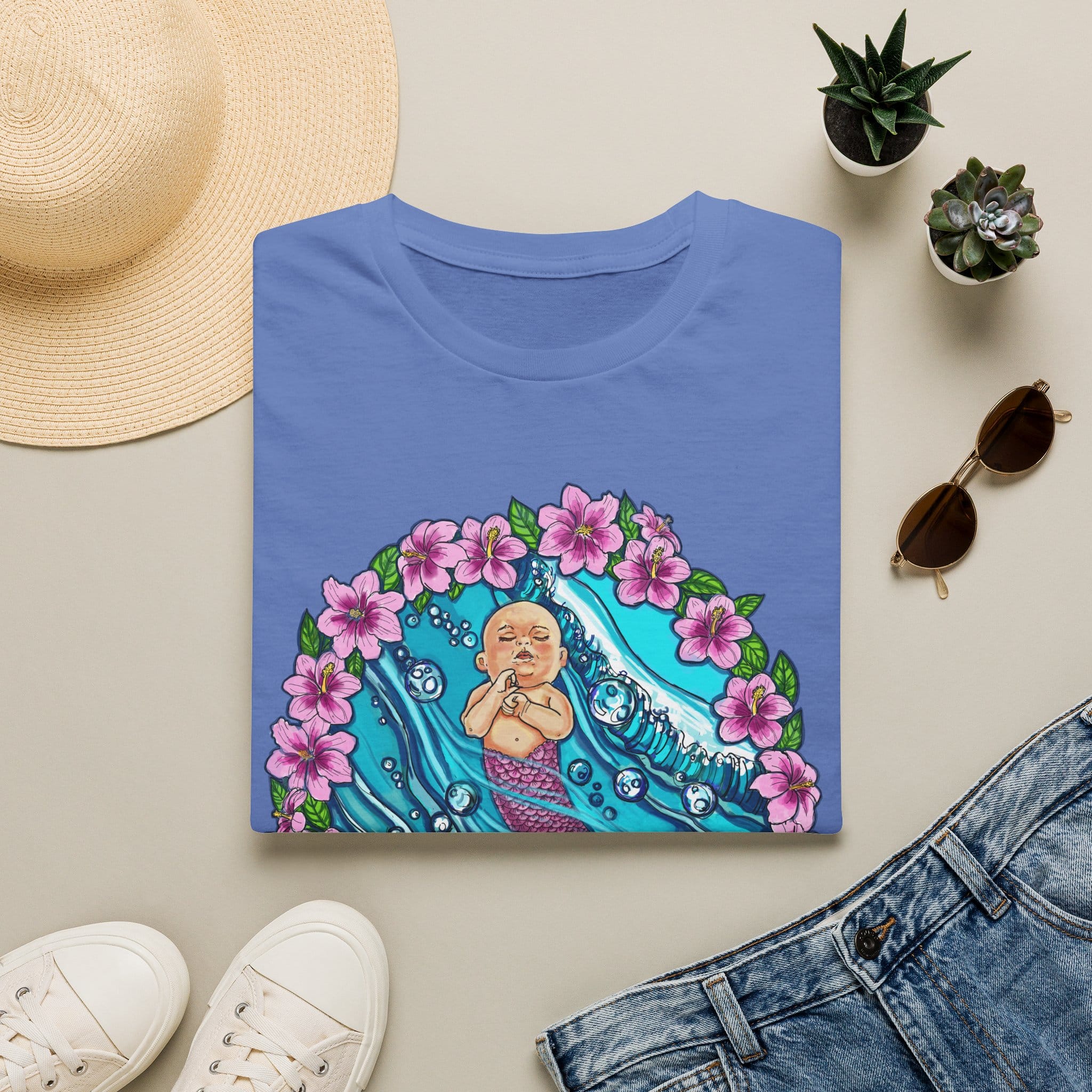 Waves Baby Mermaid Beach Vibes T-Shirt — Tropical Floral Ocean Graphic - Image 19