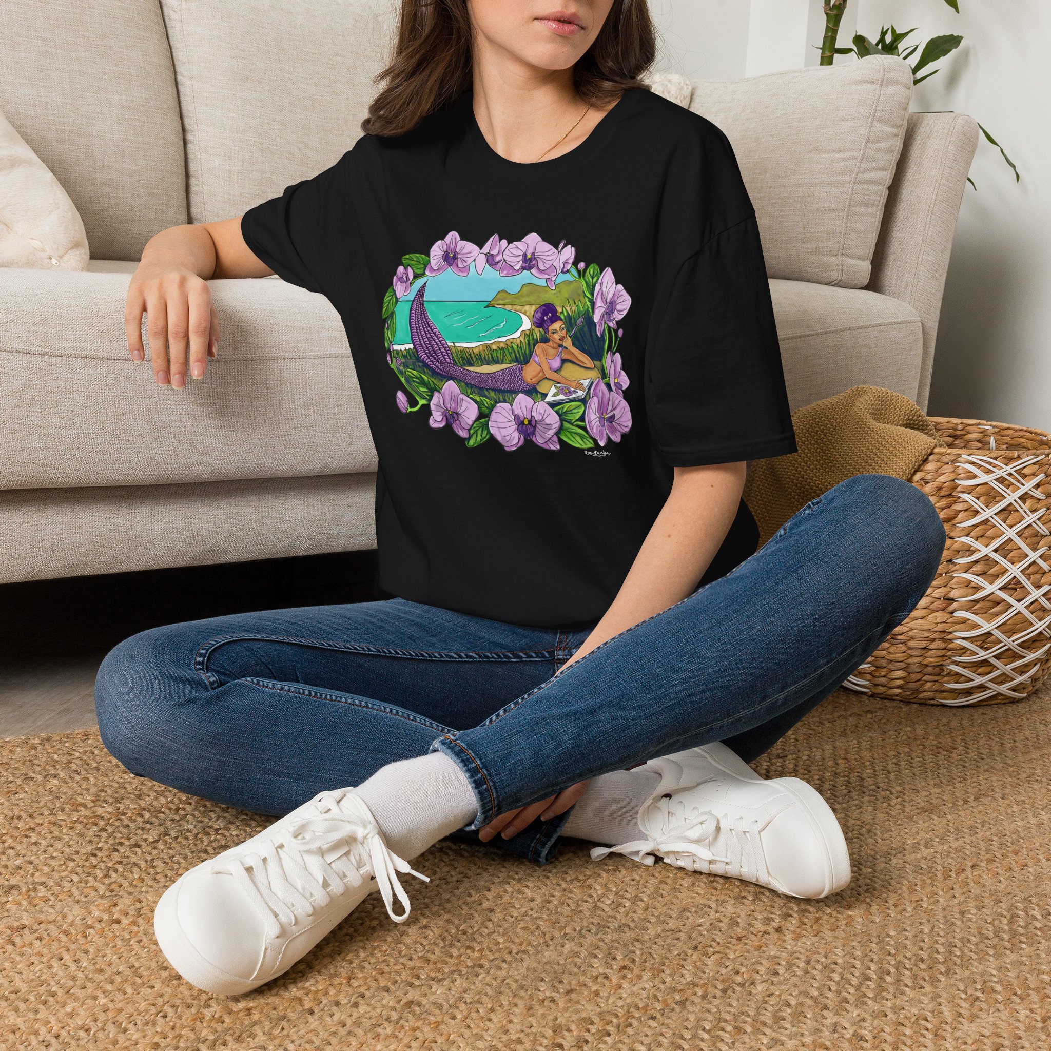 Mermaid Beach Vibes T-Shirt — Tropical Floral Ocean Graphic - Image 8