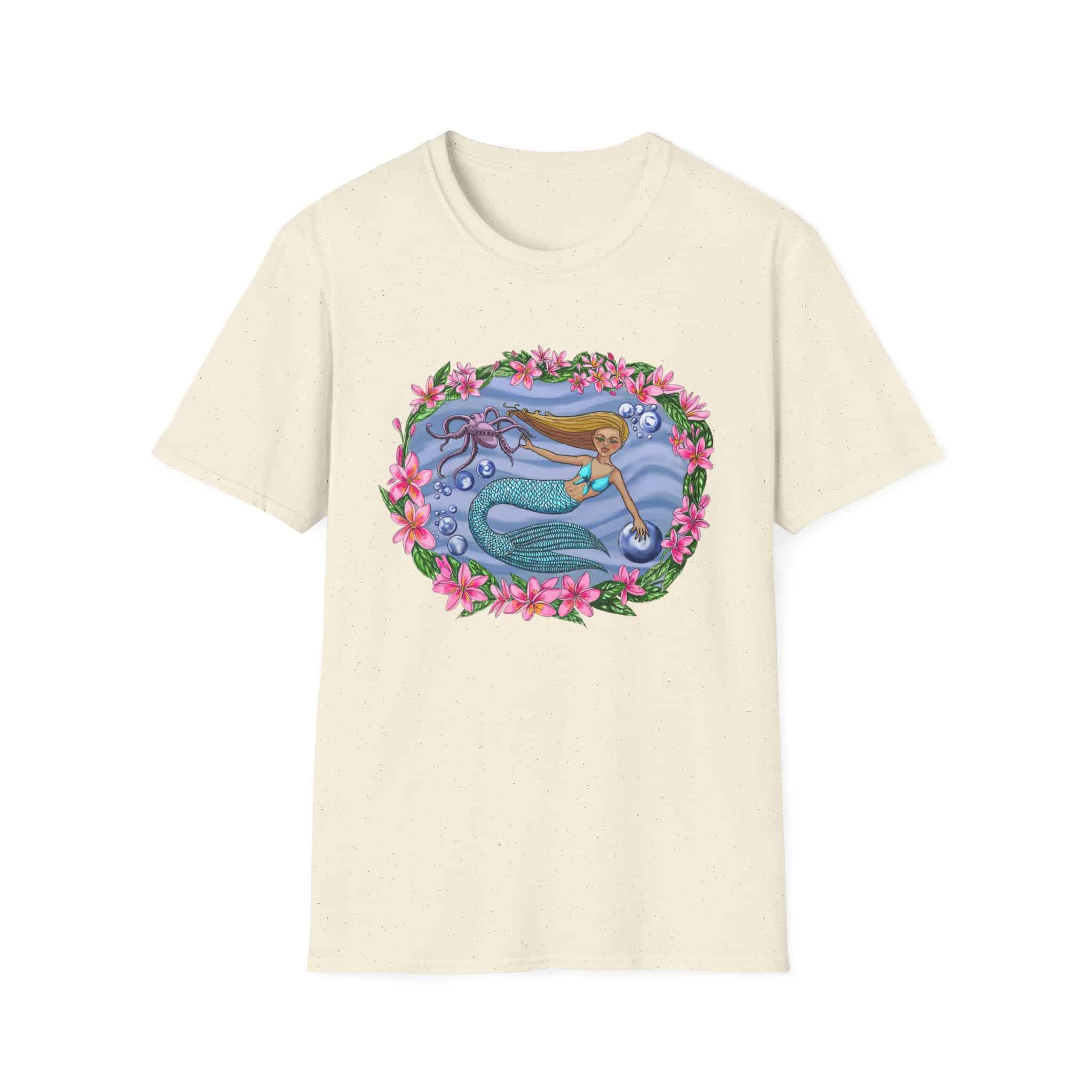 Mermaid With Octopus Beach Vibes T-Shirt — Tropical Floral Ocean Graphic - Image 12