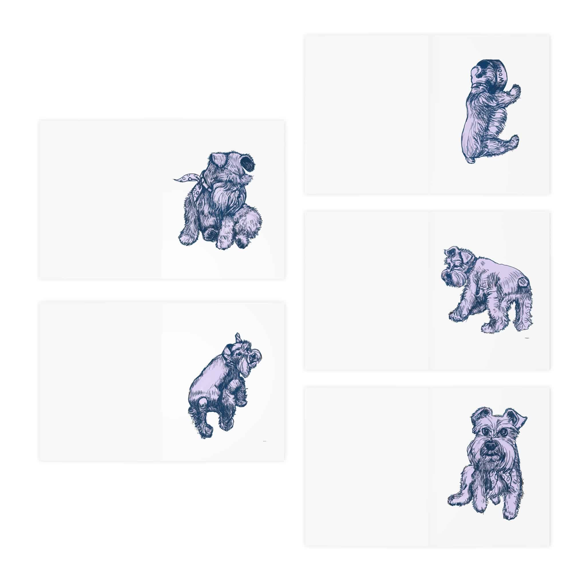 Schnauzer Sketch Greeting Cards – 5-Pack Blank Note Cards with Hand-Drawn Dog Illustrations - Image 2