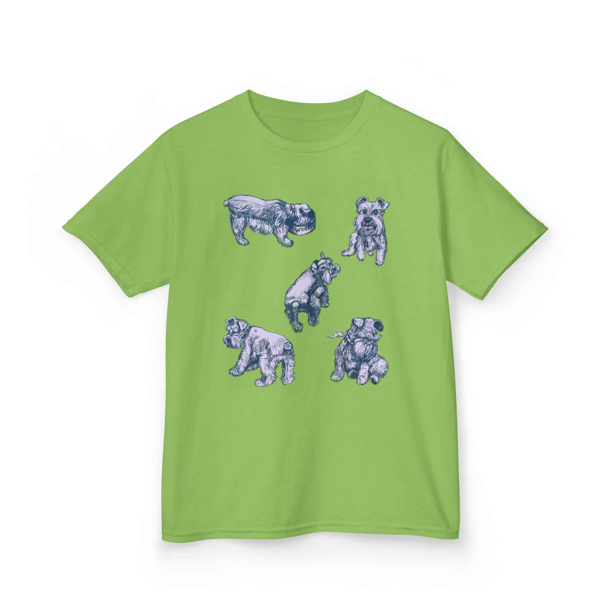 Kids Tee — Cute Schnauzer Puppy Sketches Cotton T‑Shirt - Image 21
