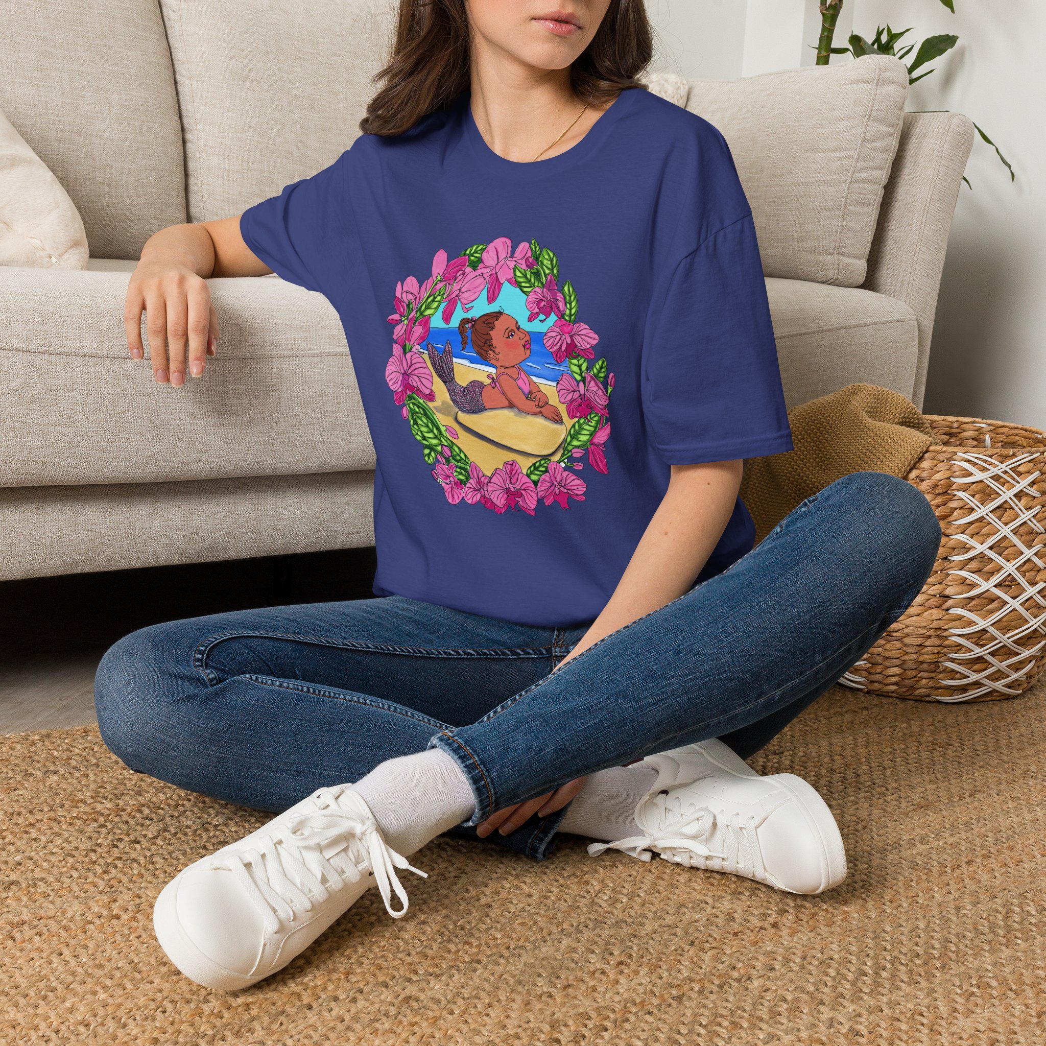 Mer-Toddler Sunbathing Beach Vibes T-Shirt — Tropical Floral Ocean Graphic - Image 20
