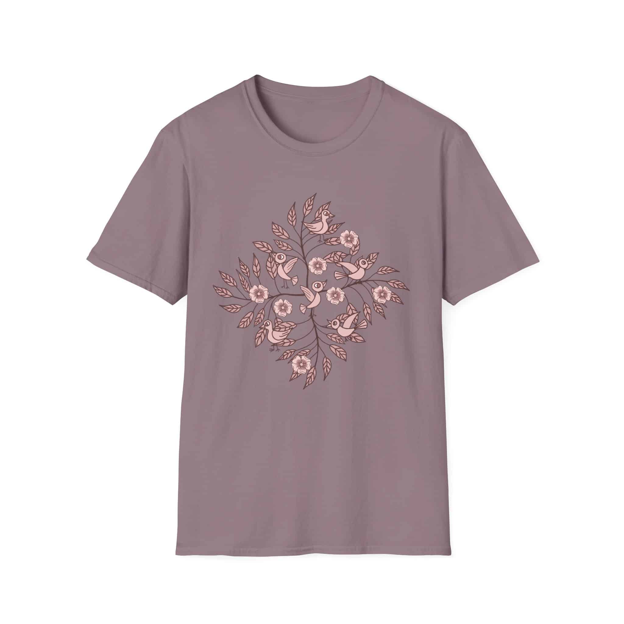Floral Bird Branch T‑Shirt — Vintage Rose Botanical Graphic Tee - Image 22