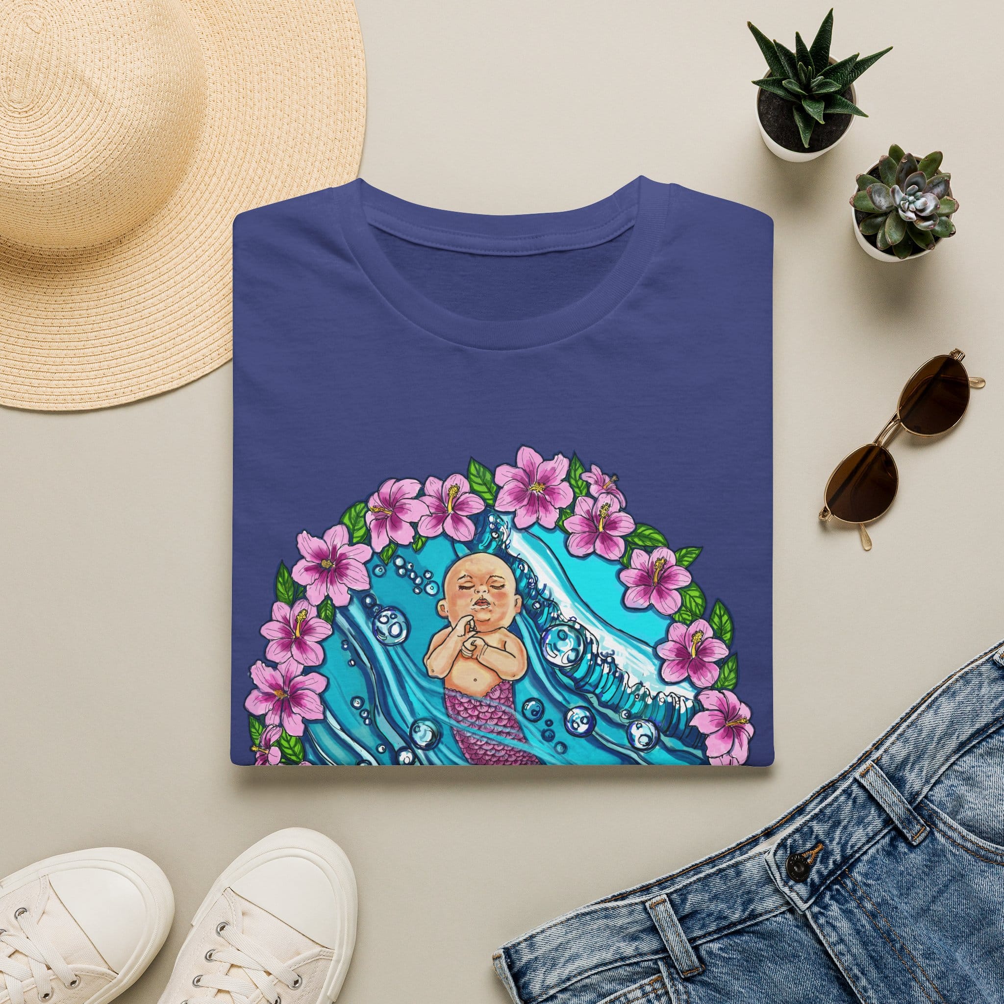 Waves Baby Mermaid Beach Vibes T-Shirt — Tropical Floral Ocean Graphic - Image 4