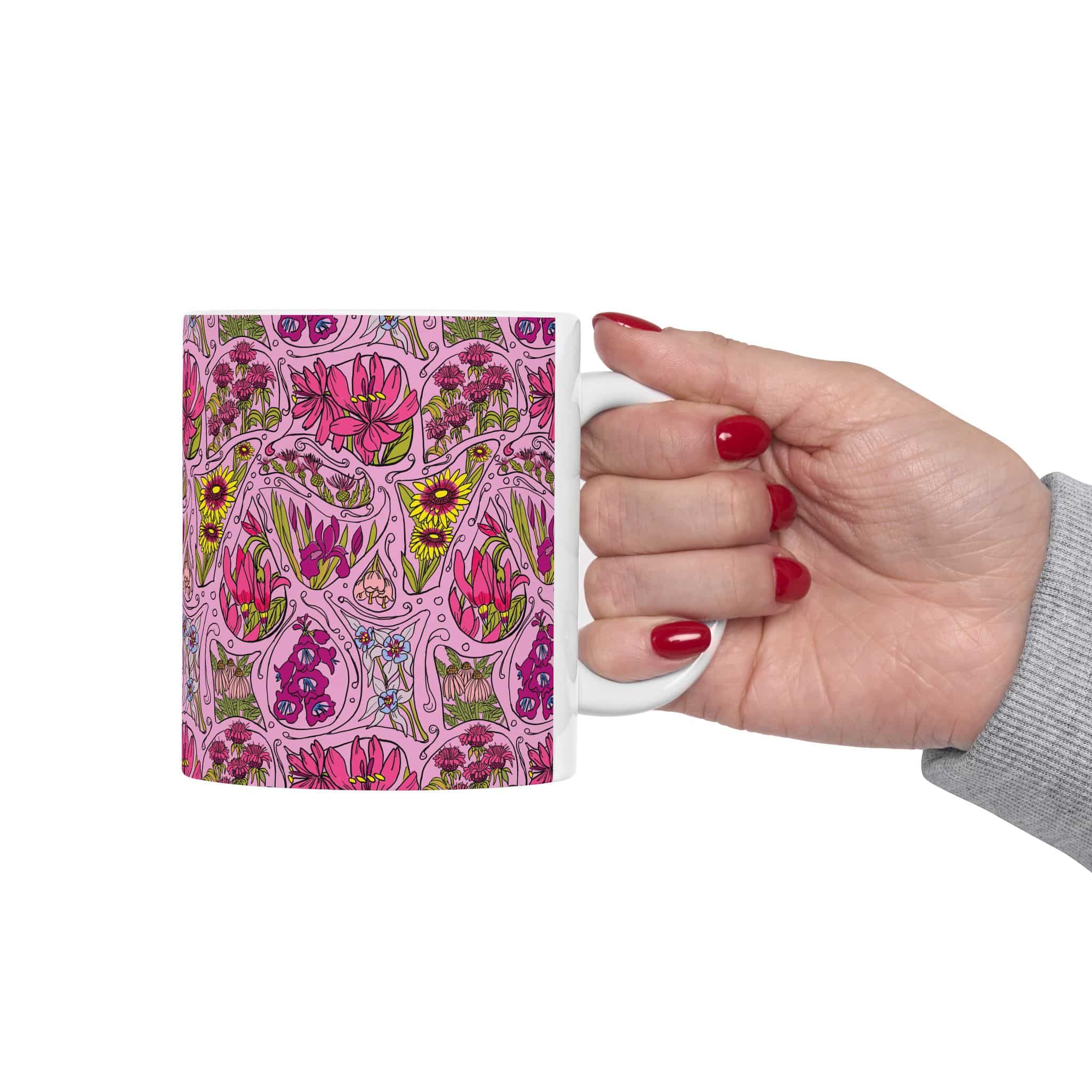 Pink Wildflower Ceramic Mug — 11oz & 15oz - Image 3