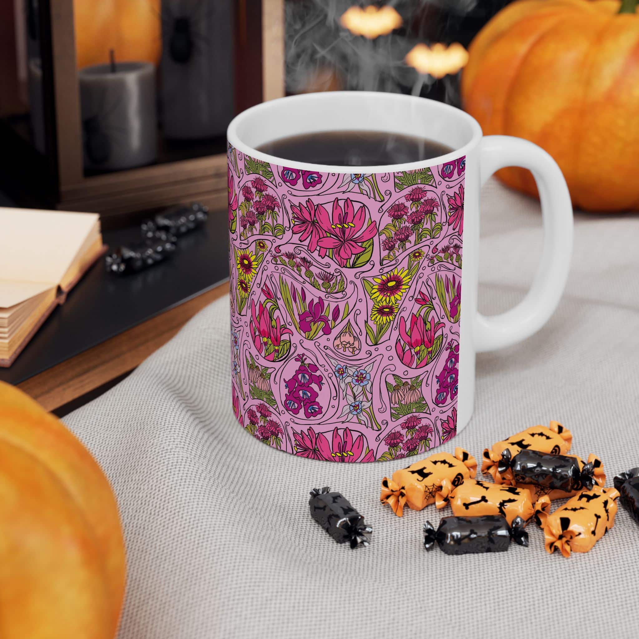 Pink Wildflower Ceramic Mug — 11oz & 15oz - Image 4