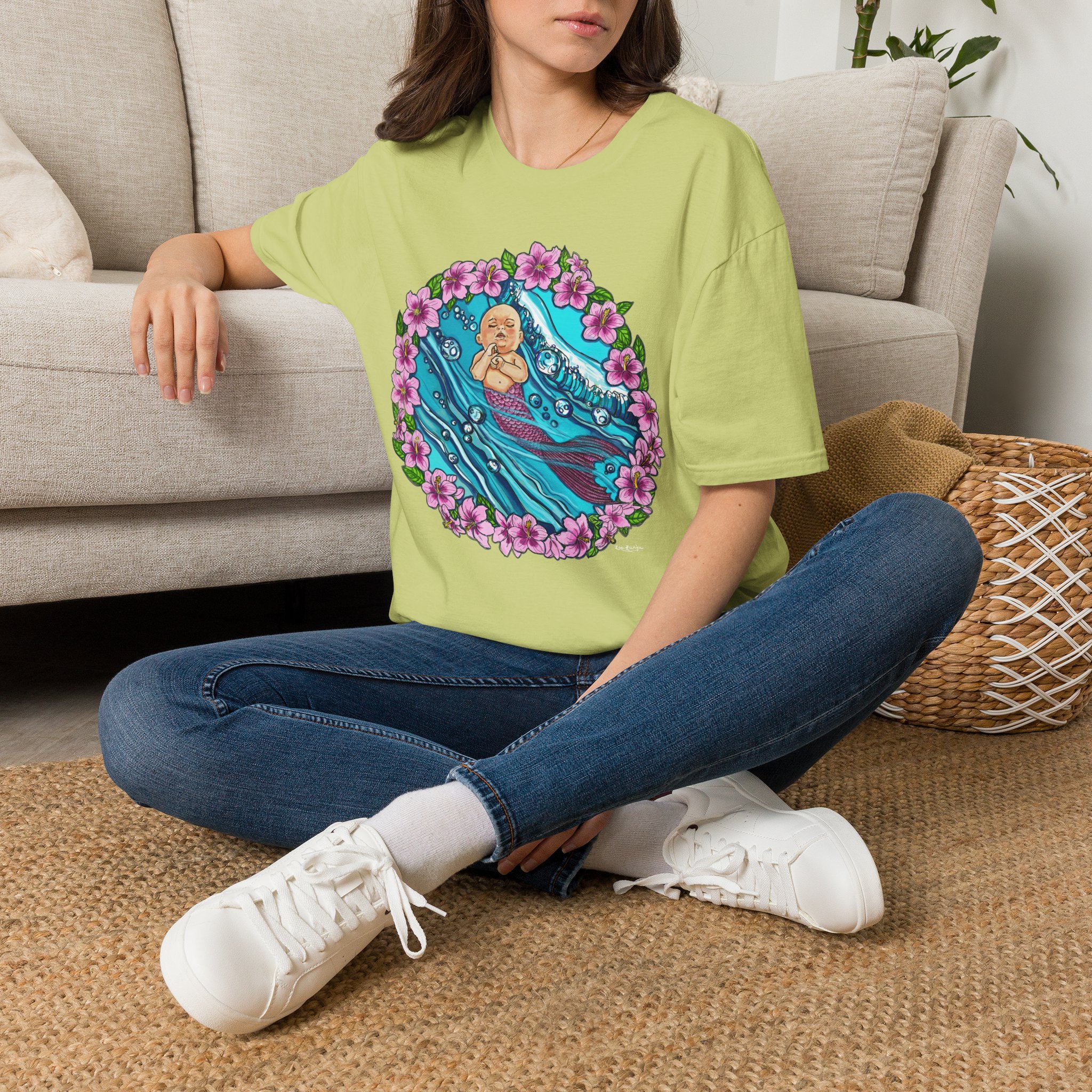 Waves Baby Mermaid Beach Vibes T-Shirt — Tropical Floral Ocean Graphic - Image 11