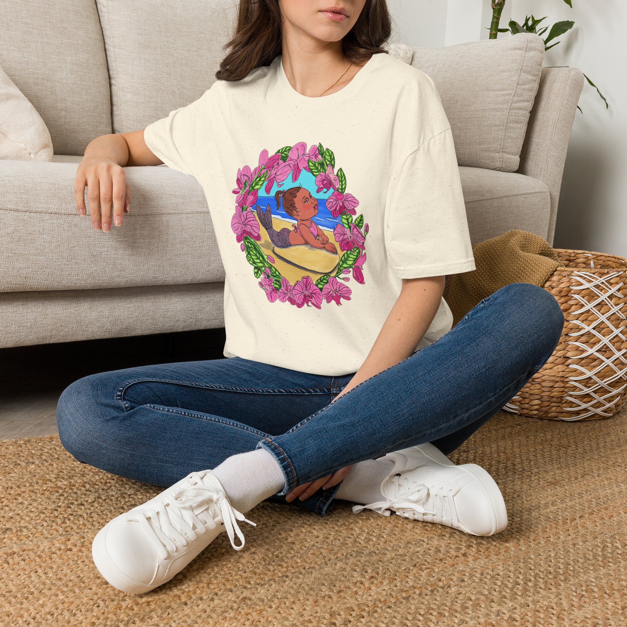 Mer-Toddler Sunbathing Beach Vibes T-Shirt — Tropical Floral Ocean Graphic - Image 14