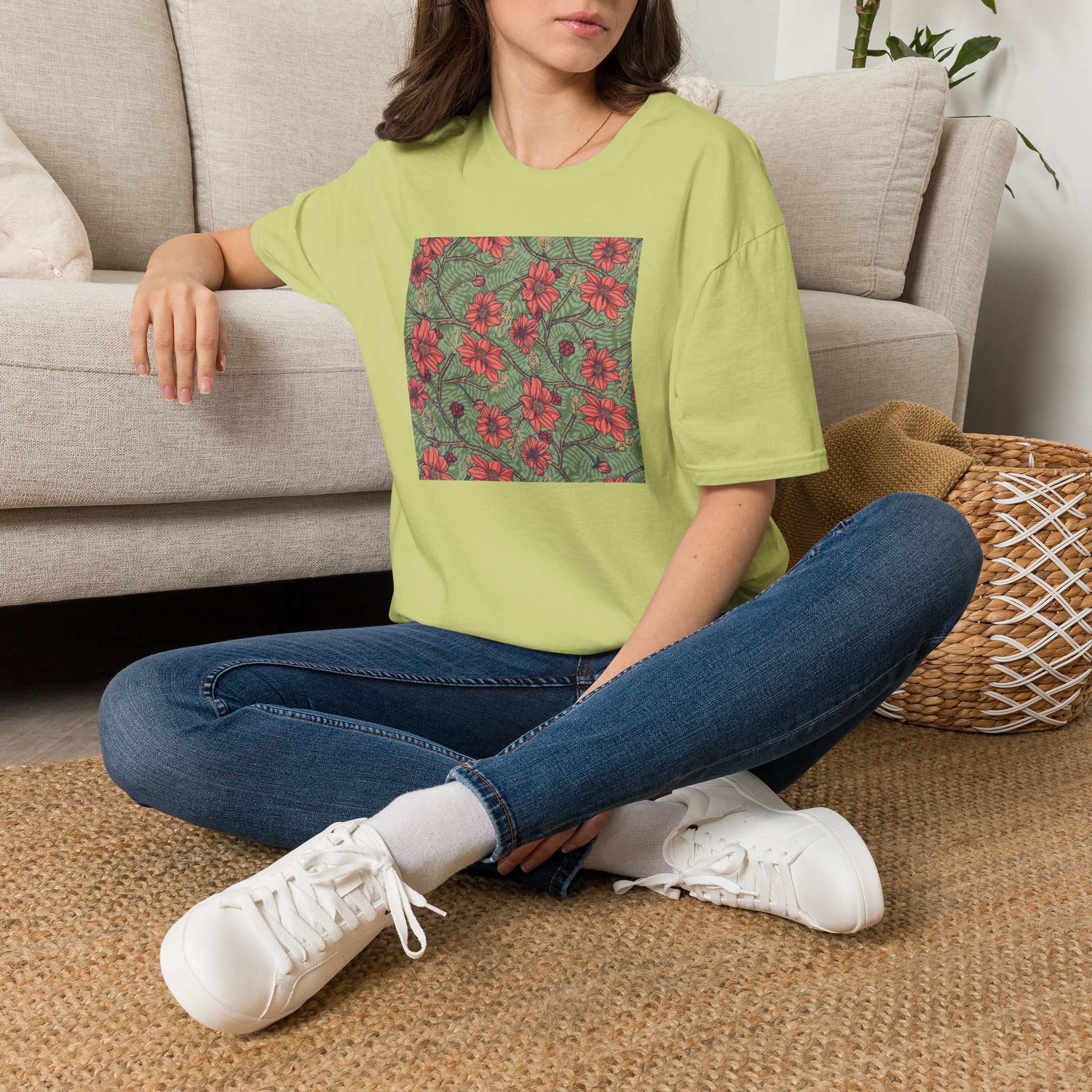 Floral Hibiscus Pattern T-Shirt — Vintage Tropical Flower Tee - Image 16