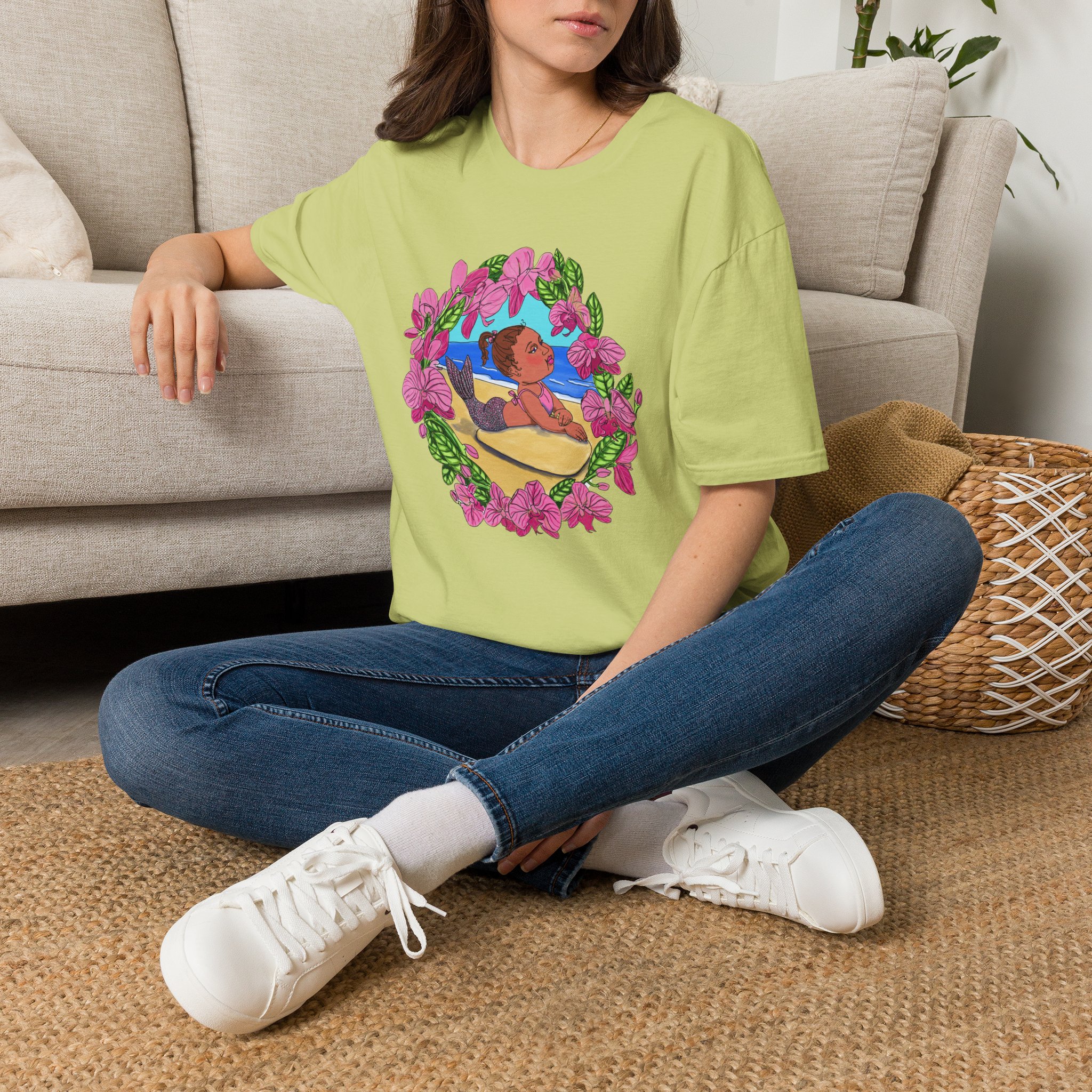 Mer-Toddler Sunbathing Beach Vibes T-Shirt — Tropical Floral Ocean Graphic - Image 17