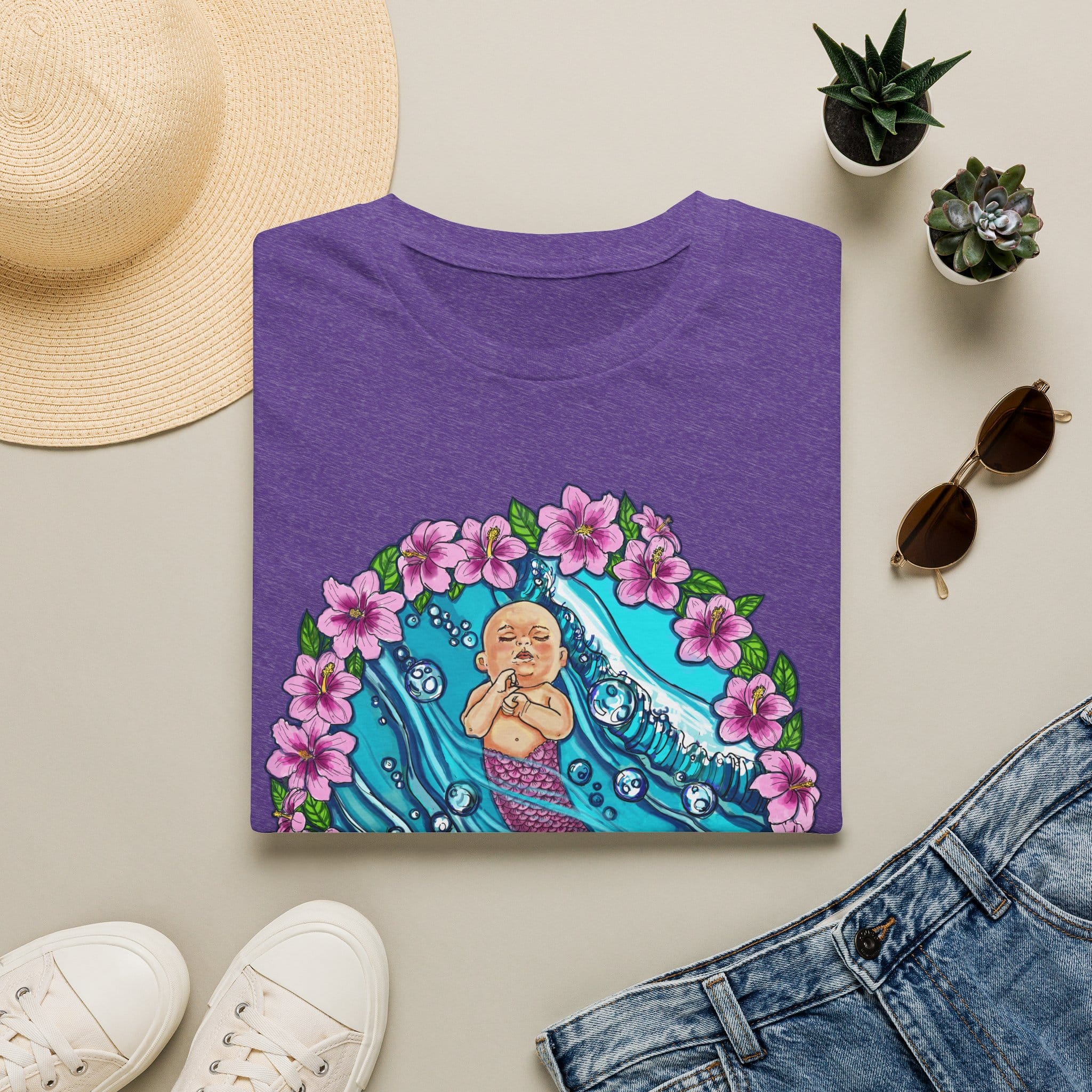 Waves Baby Mermaid Beach Vibes T-Shirt — Tropical Floral Ocean Graphic - Image 16
