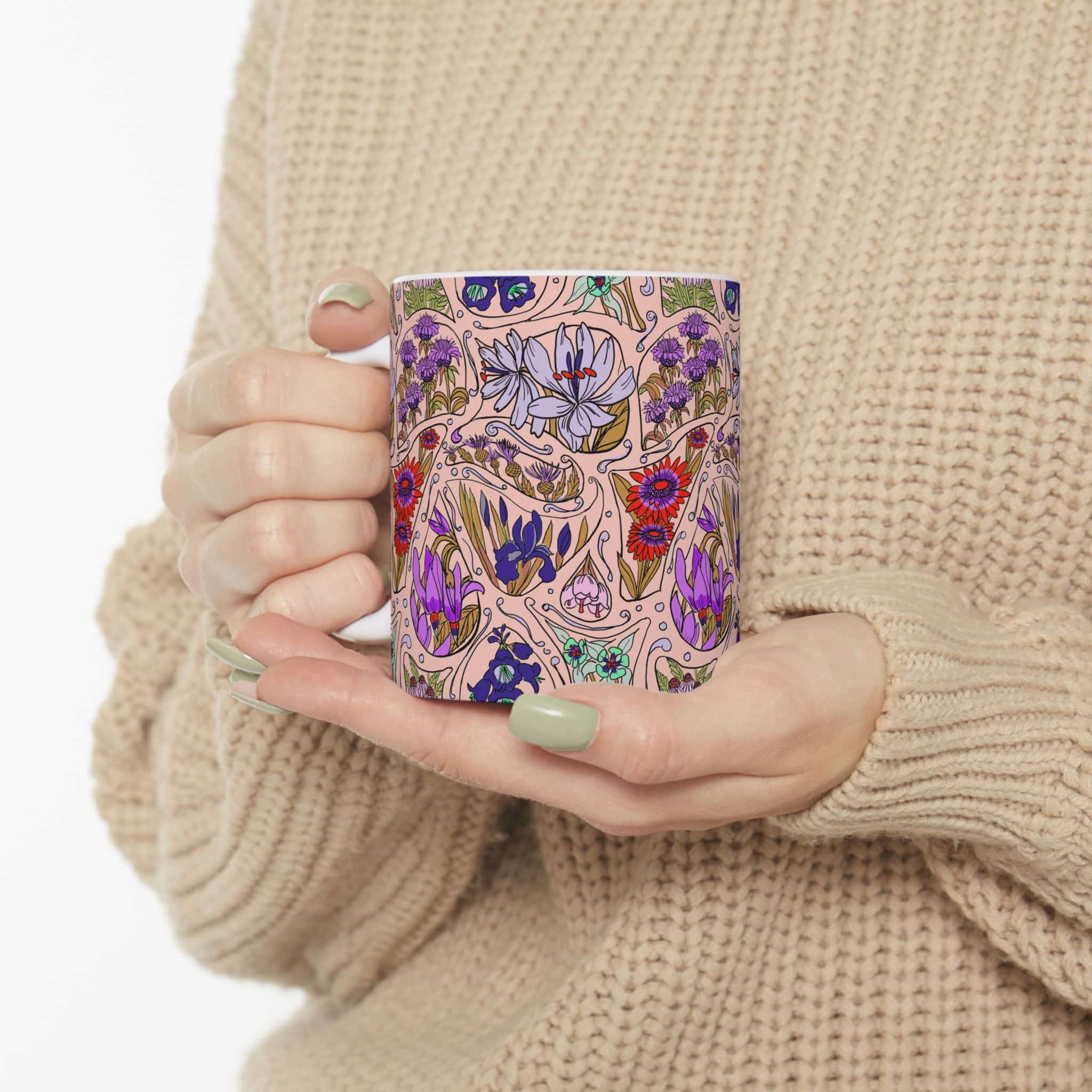 Floral Paisley Ceramic Mug — Colorful Wildflower Pattern (11oz, 15oz) - Image 5